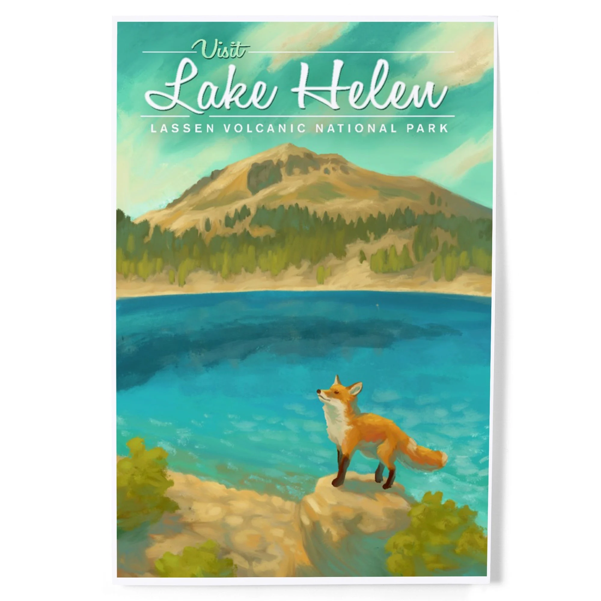 Lassen Volcanic National Park, California, Lake Helen, Oil Painting, Art & Giclee Prints - 16 X 24 Giclee Print