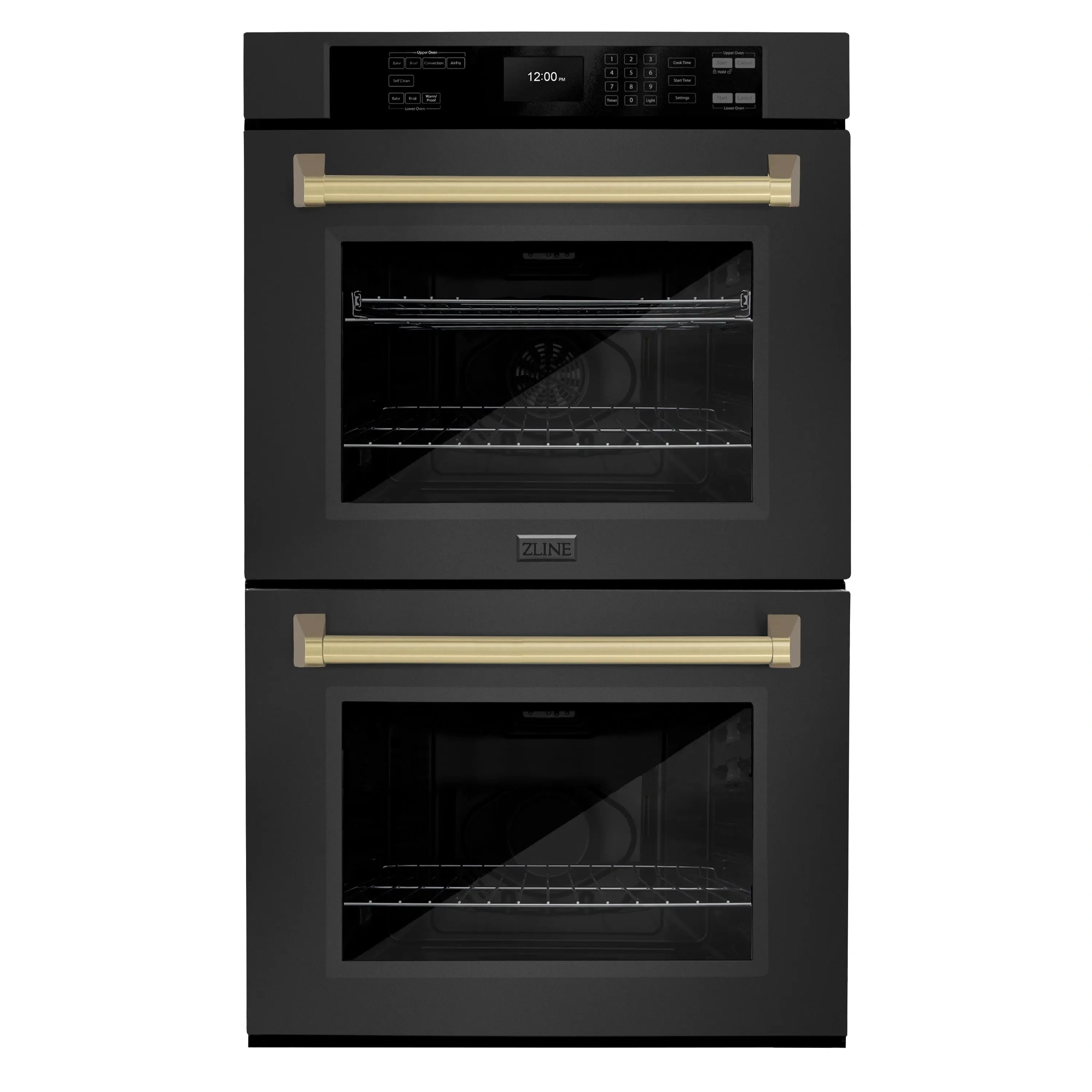 Zline 30 In Autograph Edition Professional True Convection Double Wall Oven With Air Fry And Self Clean In Stainless Steel With Polished Gold Handles (wadz-30-g)