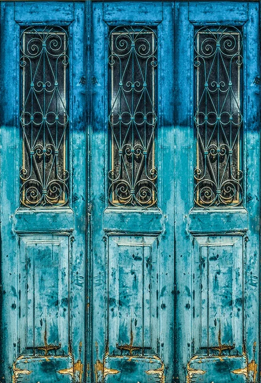 Antique Weathered Blue Door Backdrop For Photo Sbh0438 - 3(w)*5(h)ft(1*1.5m)