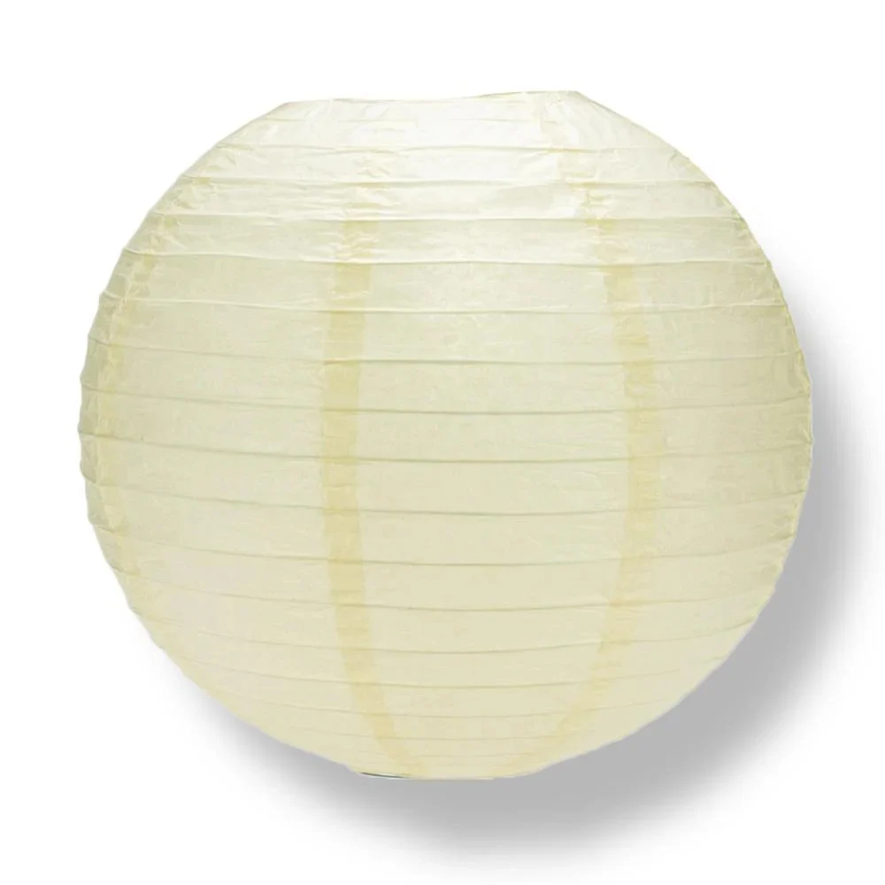 36" Ivory Jumbo Round Paper Lanterns, Even Ribbing (value Packs) - 6-pack