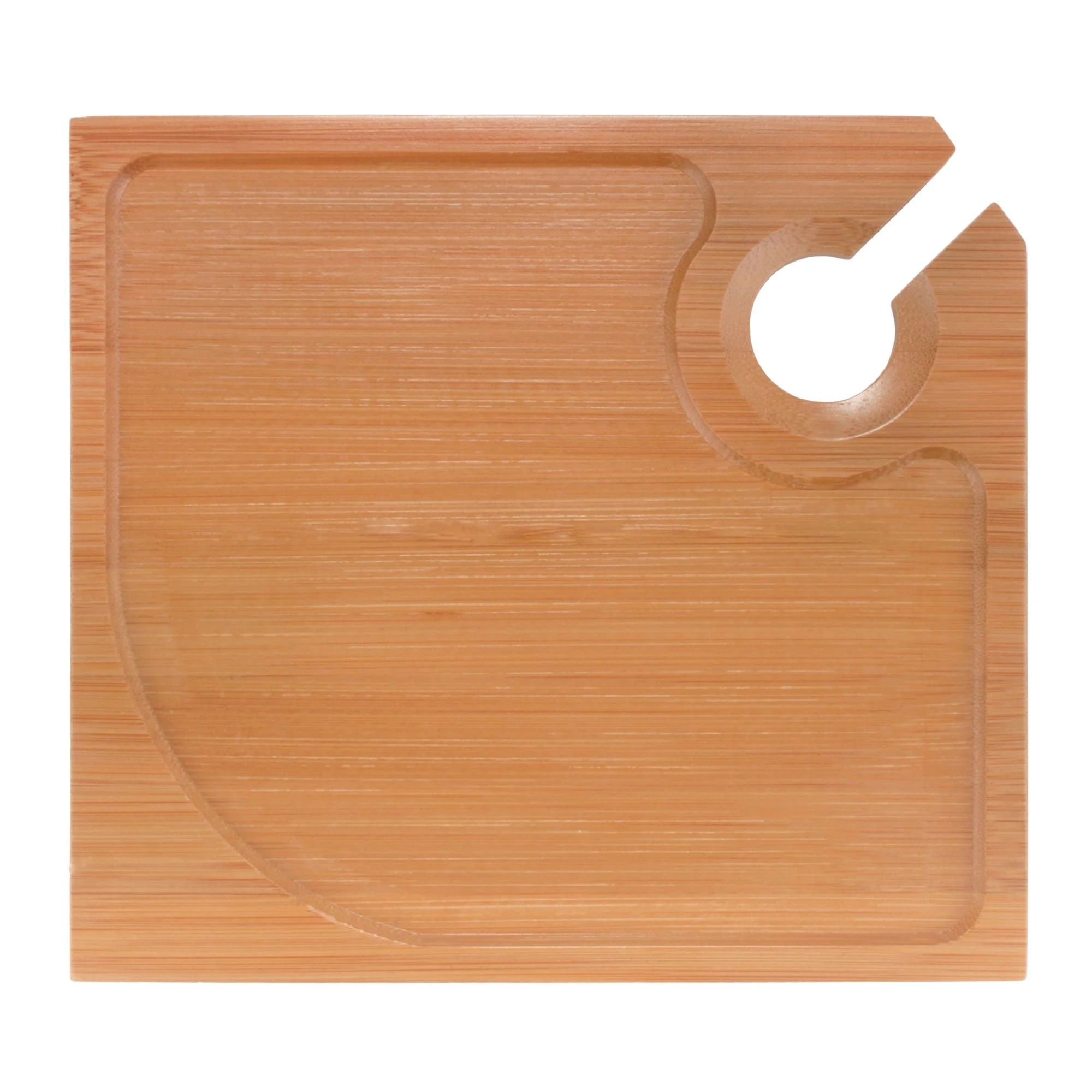 Bamboo Appetizer Plates With Wine Glass Holder - Brown/8" X 7" X 0.3"/4 Trays