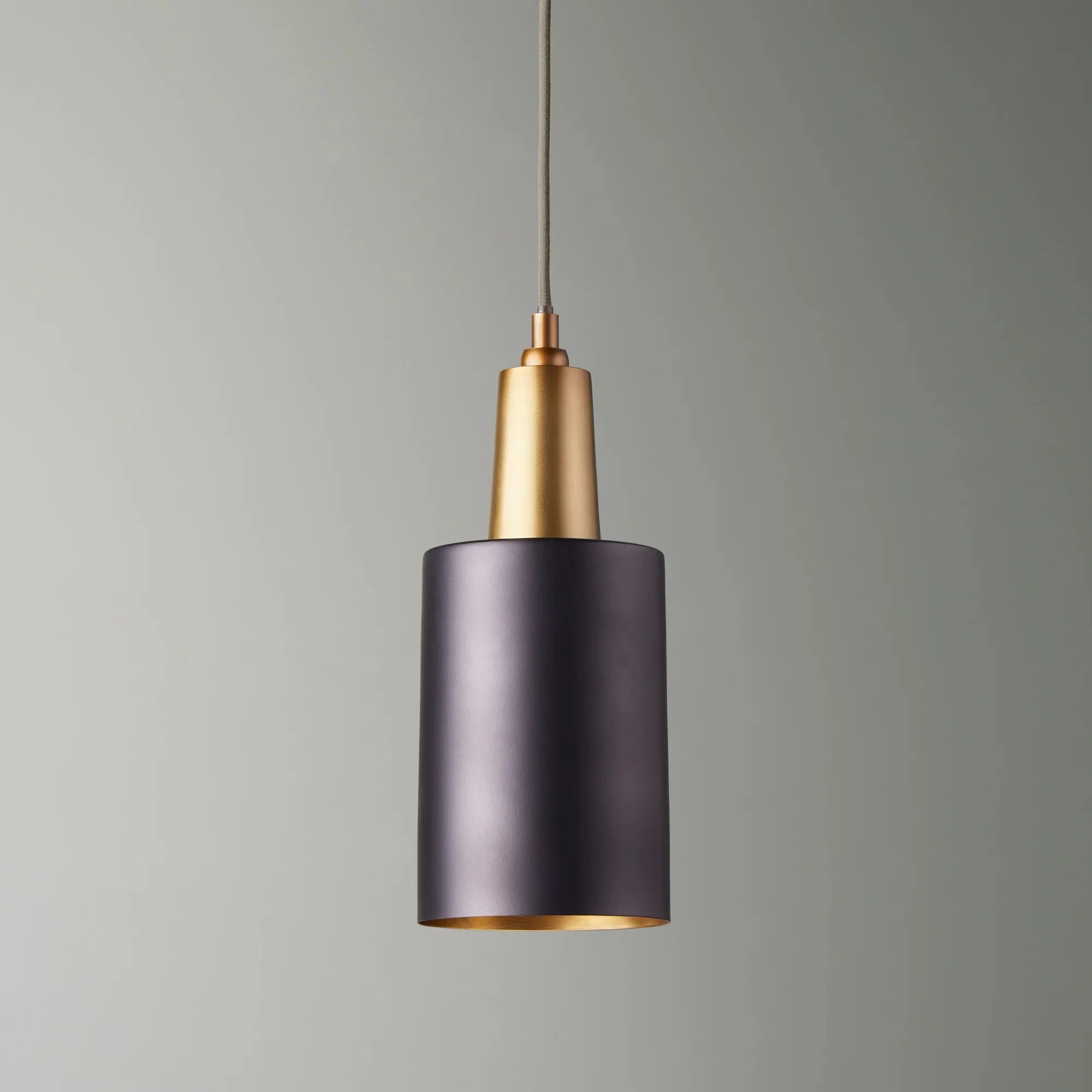 Mcmegan Black Pendant Light With Antiqued Brass Interior