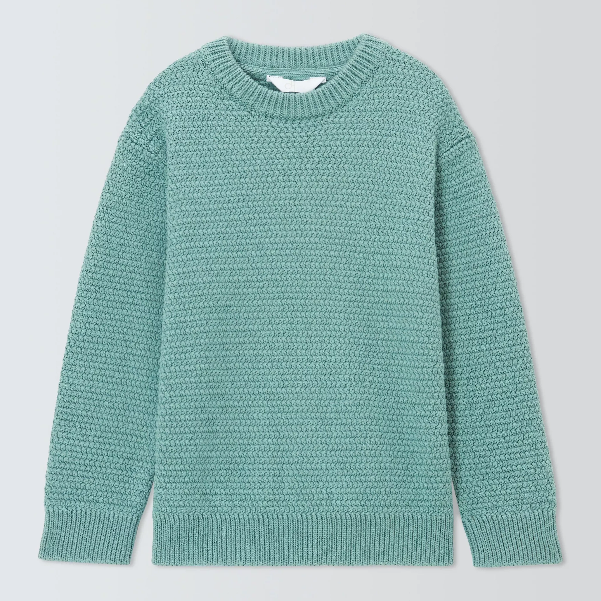 John Lewis Kids' Crew Neck Basket Stitch Jumper, Mint