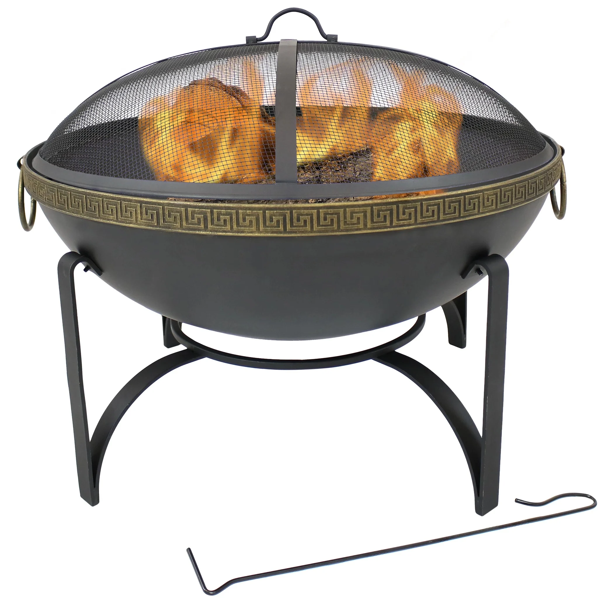 Sunnydaze Wood-burning Outdoor Fire Pit With Spark Screen - 26"