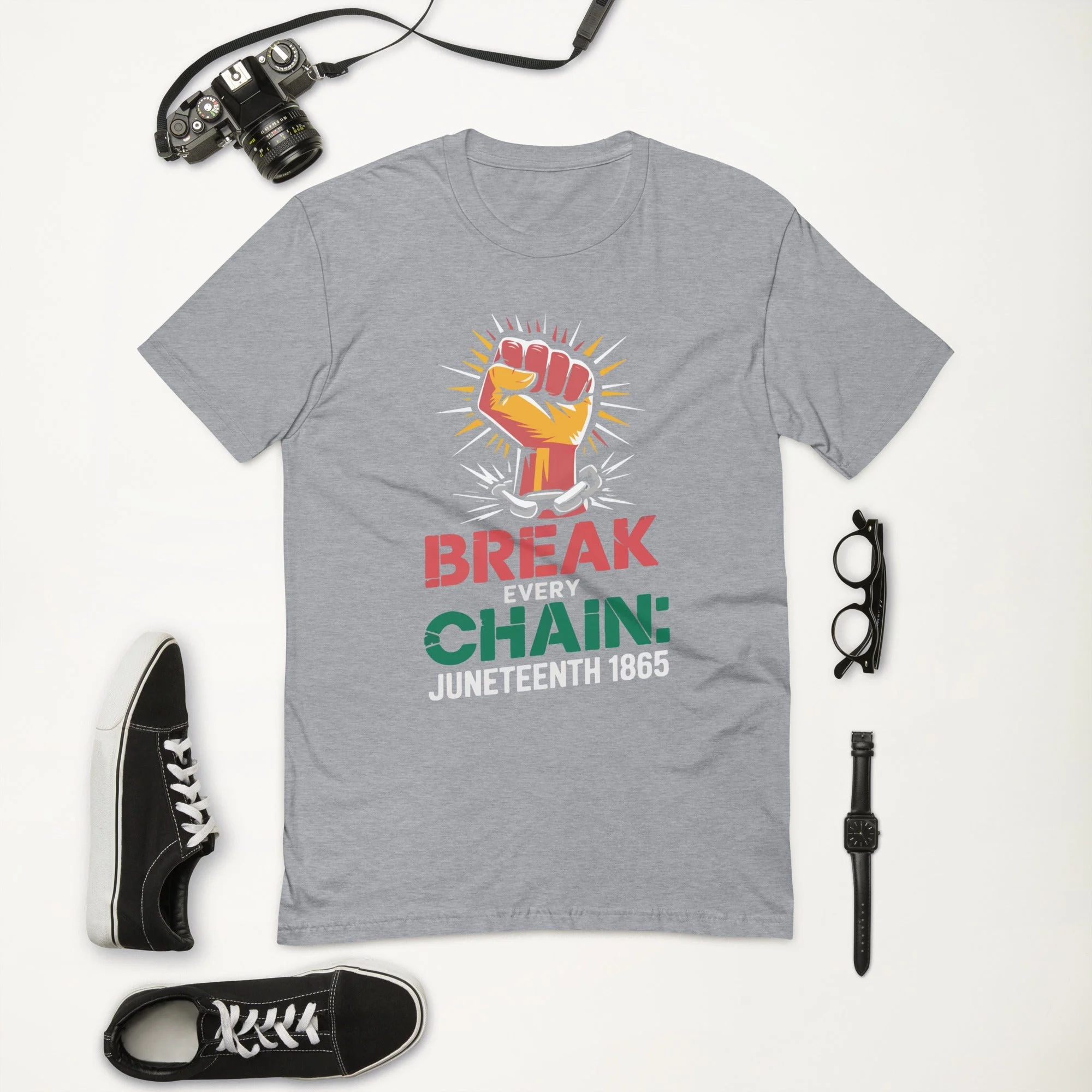 Juneteenth Fist T-shirt For Freedom Lovers - Heather Grey/l