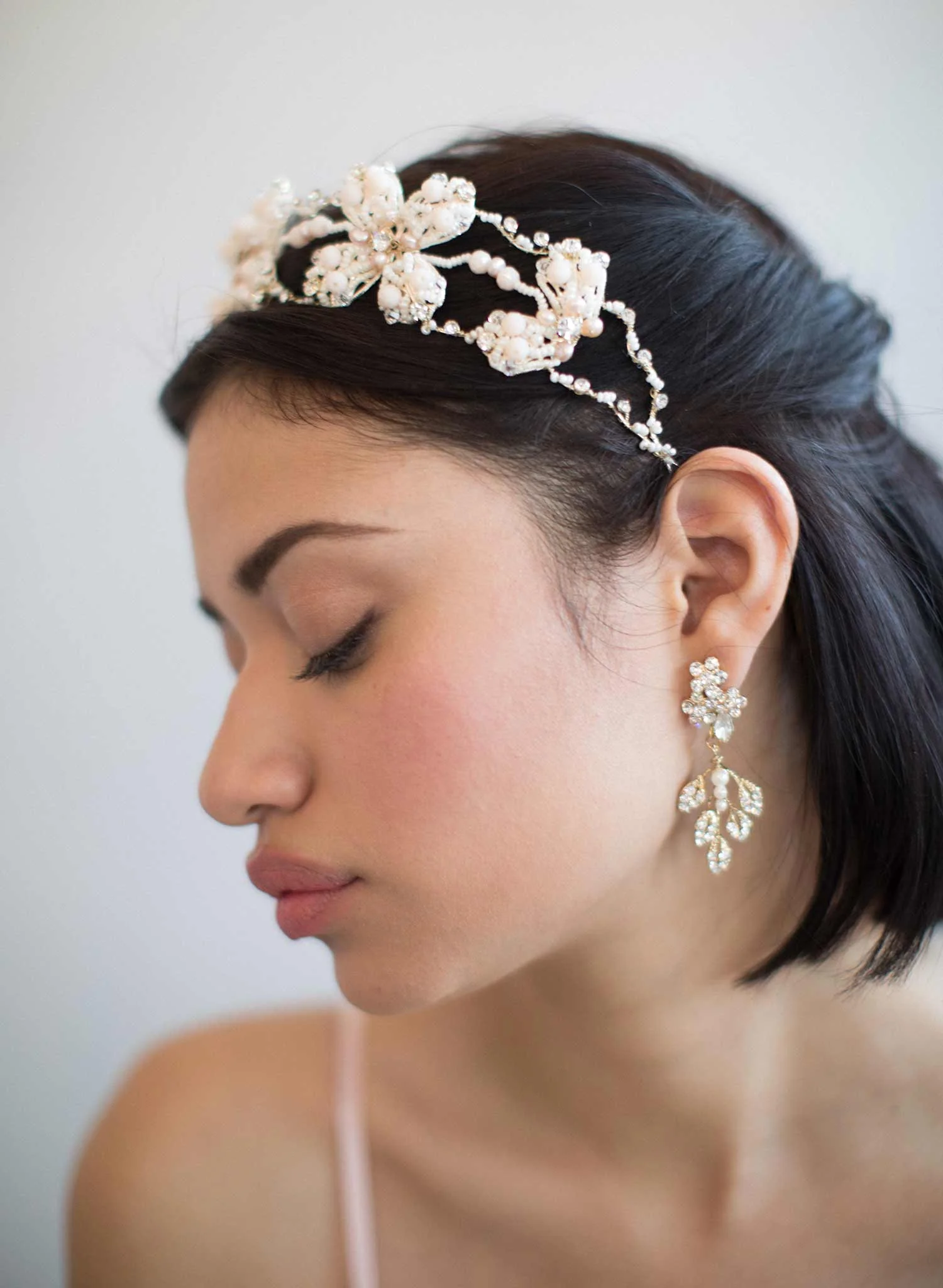Crystal Feather Earrings Style #836 Gold