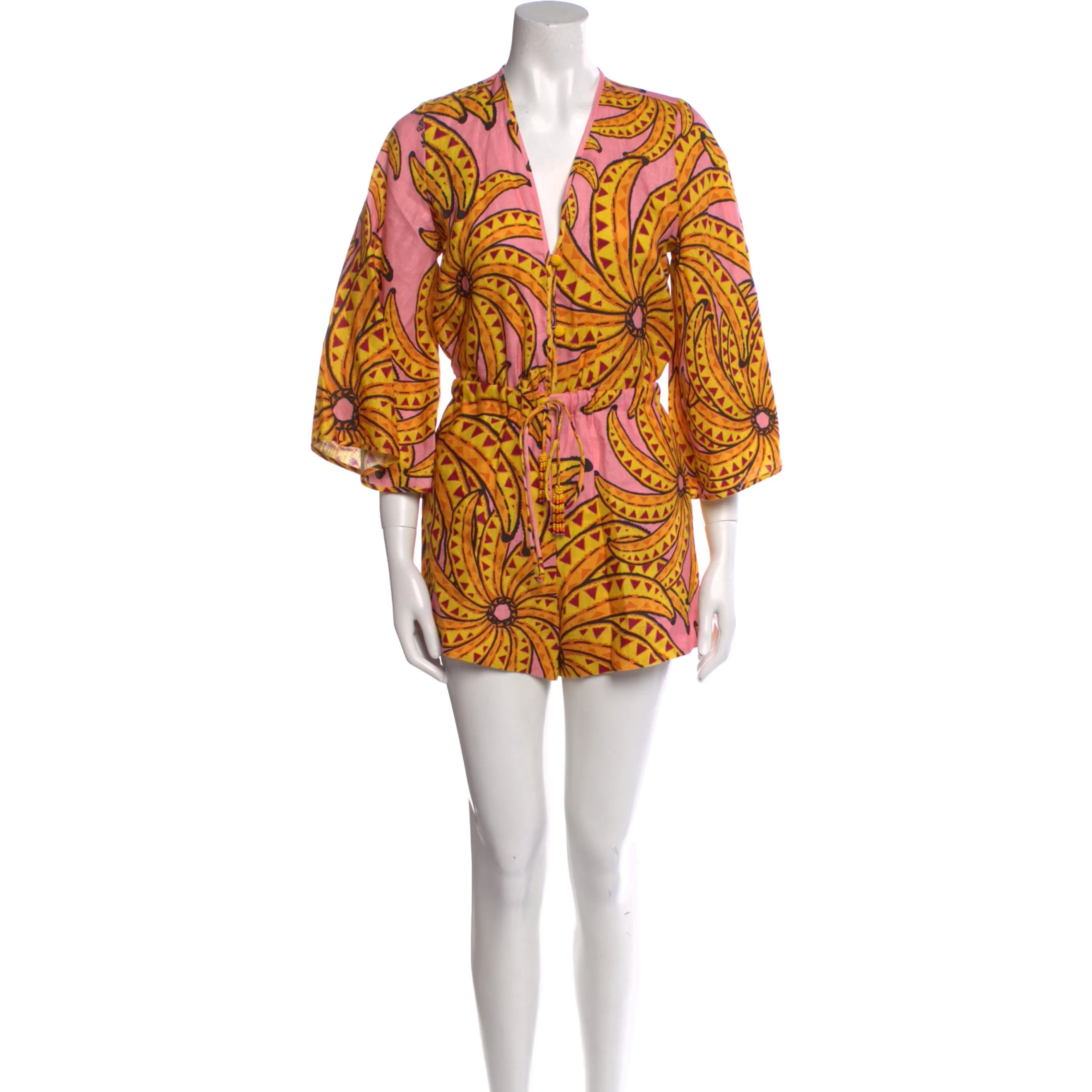Farm Rio Linen Floral Print Romper W/ Tags