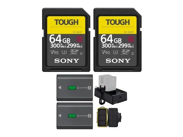 Sony 64gb Uhs-ii Tough G-series Sd Card (2-pack) With Battery Pack Bundle