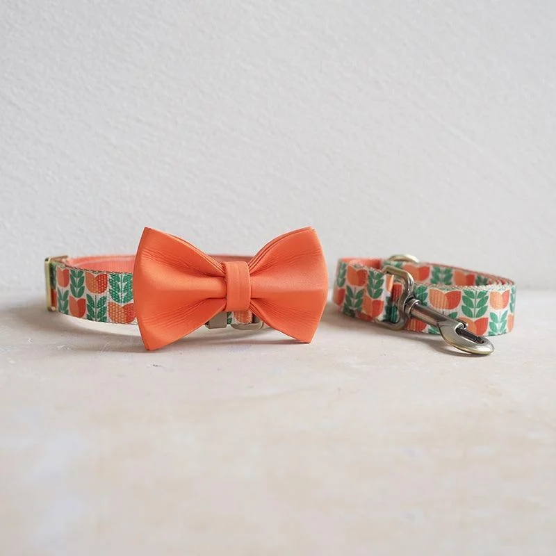 Sunflower Personalized Dog Collar With Leas & Bow Tie Set - Collar Only