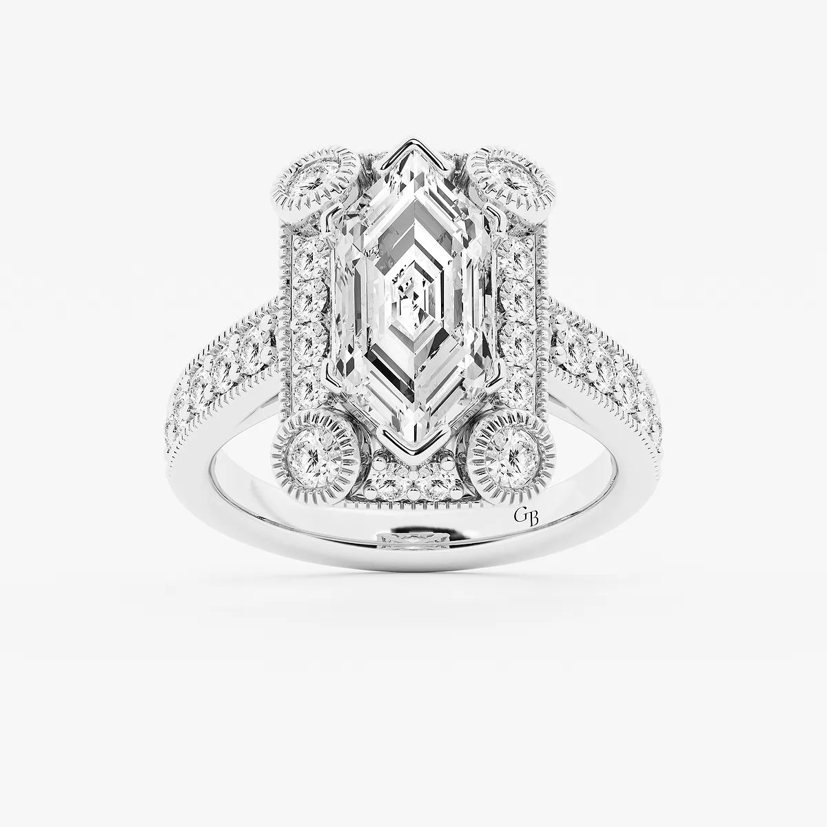 4 Ctw Dutch Marquise Lab Grown Diamond Vintage Halo Engagement Ring In Milgrain Setting 14k White Gold, Ef, Vs2