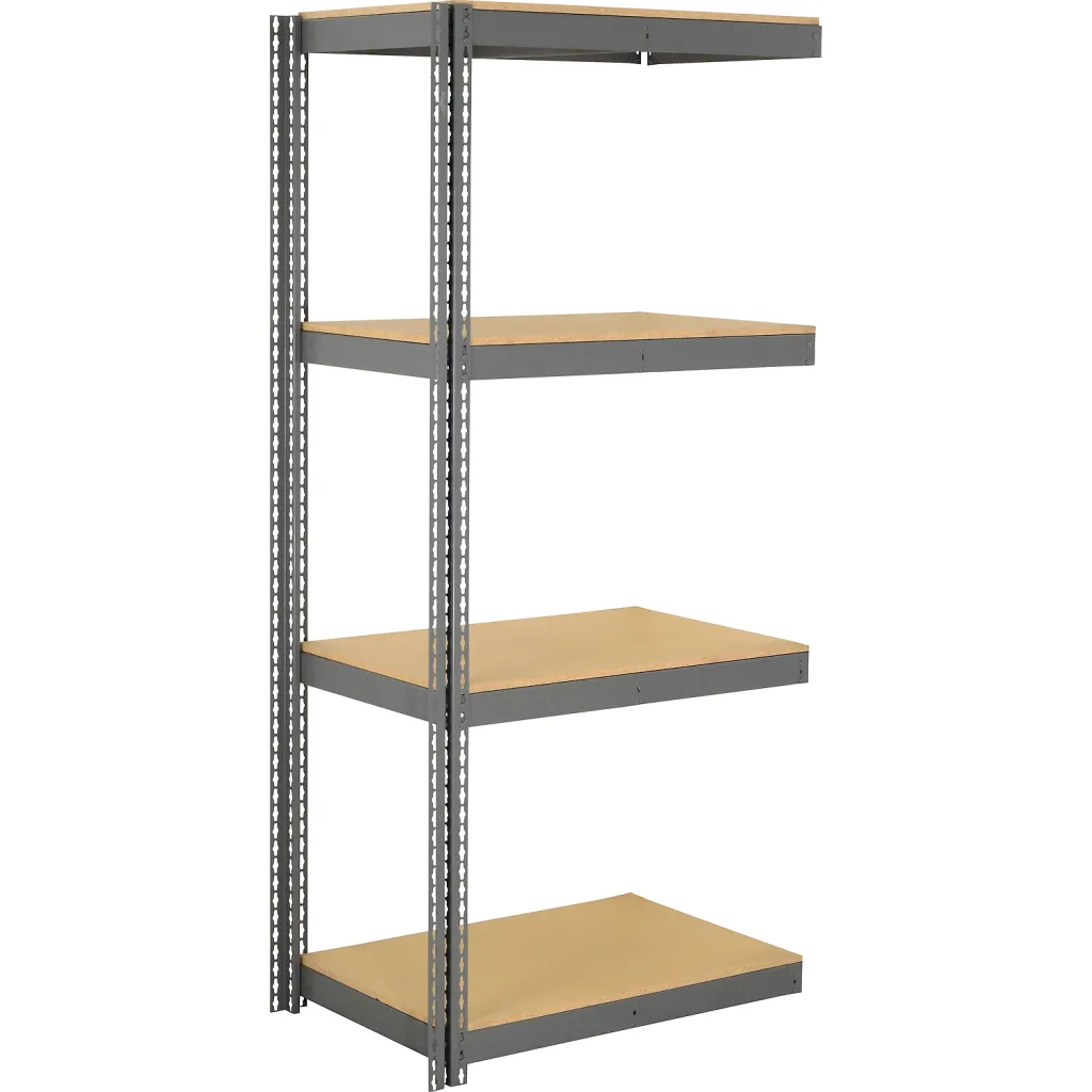 Global Industrial 4 Shelf, Heavy Duty Boltless Shelving, Add On, 36"w X 24"d X 72"h, Wood Deck