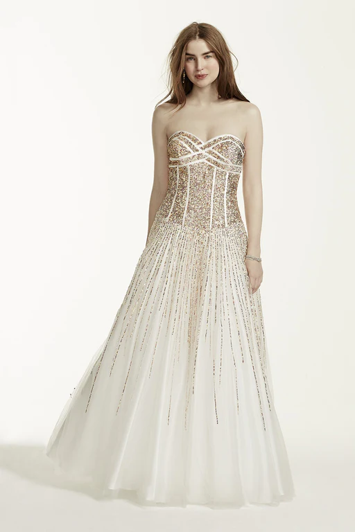 Strapless Sequin Ball Gown