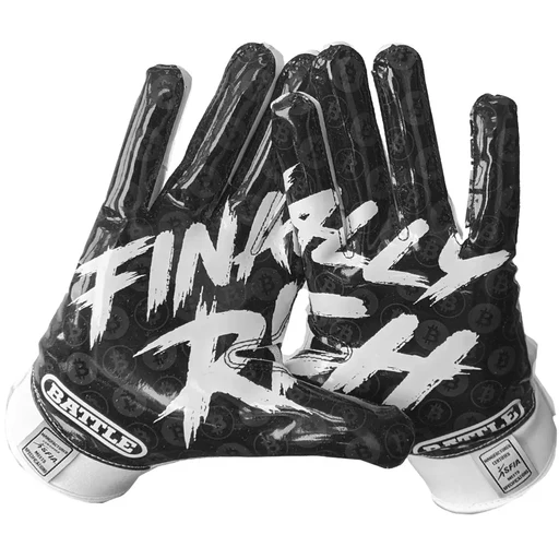 Battle Sports Finally Rich Youth Football Receiver Gloves - White/black - M