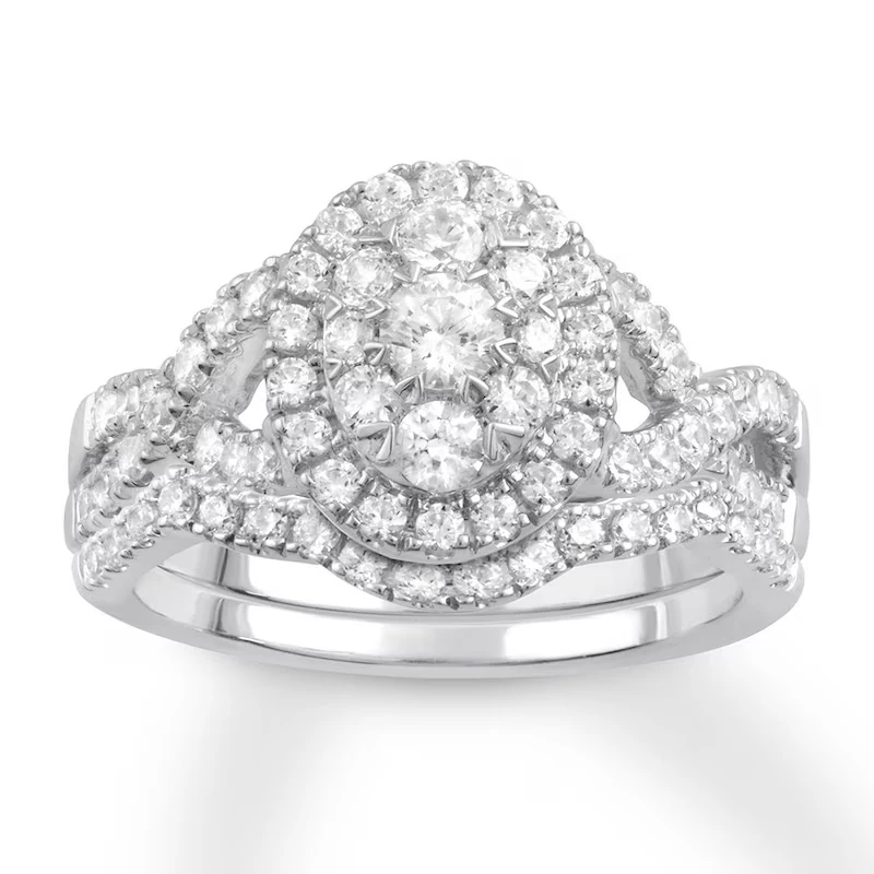 Previously Owned Diamond Bridal Set 1-1/4 Ct Tw Round-cut 14k White Gold