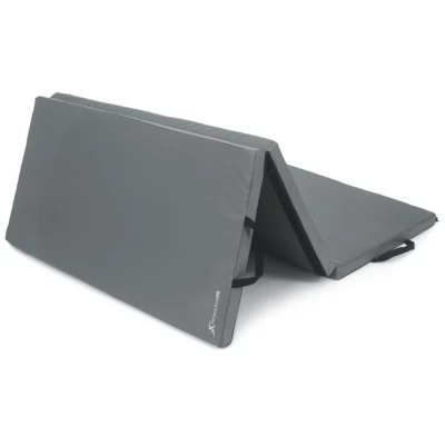 Prosourcefit Tri-fold Folding Thick Exercise Mat 6 Ft X 4 Ft X 2 In Vinyl & Foam Gymnastics Mat With Carrying Handles Grey
