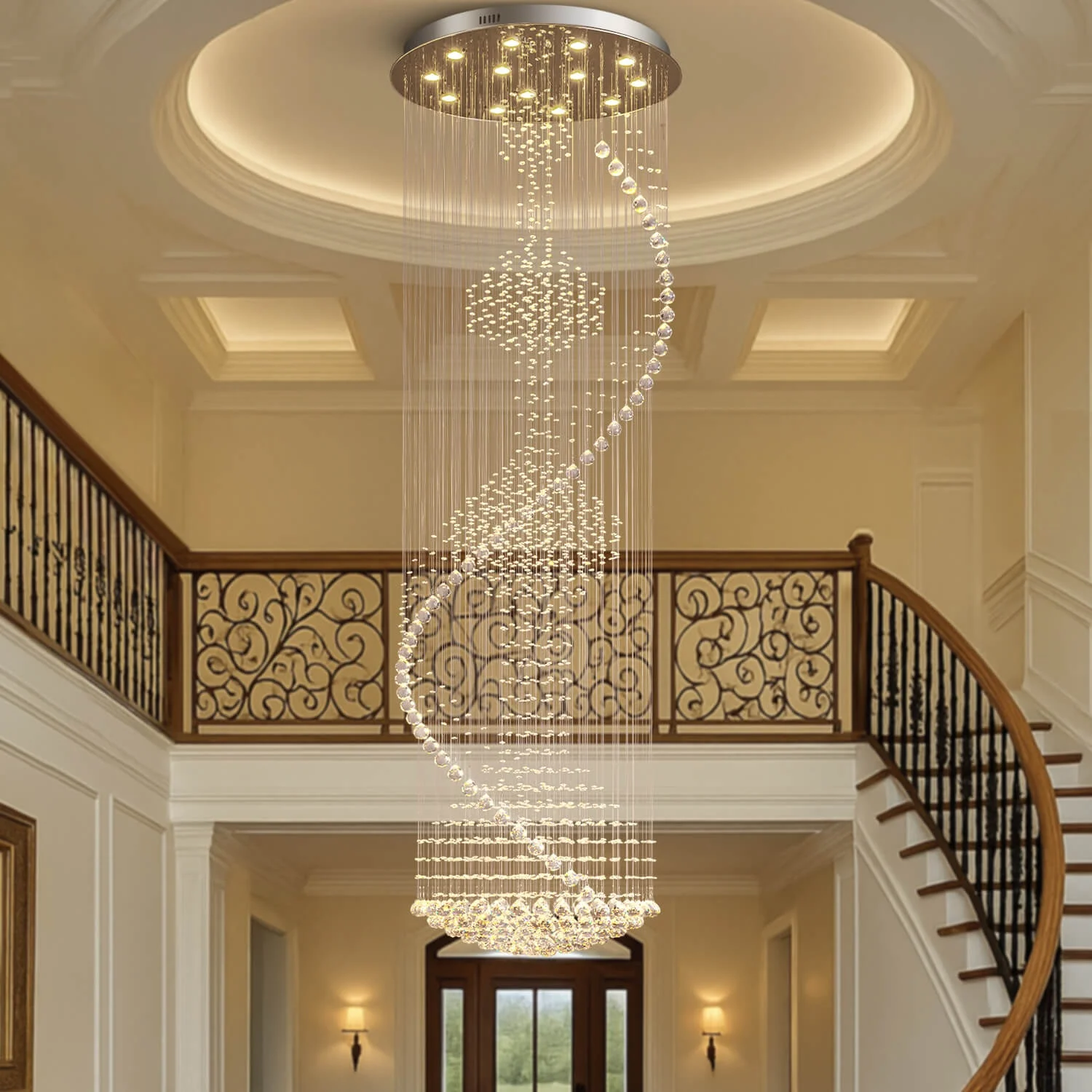 Lyron Elegant Crystal Raindrop Chandelier - W 47" X H 118"