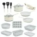 20-piece Non-stick Cookware Set, Easy-clean Aluminum, White