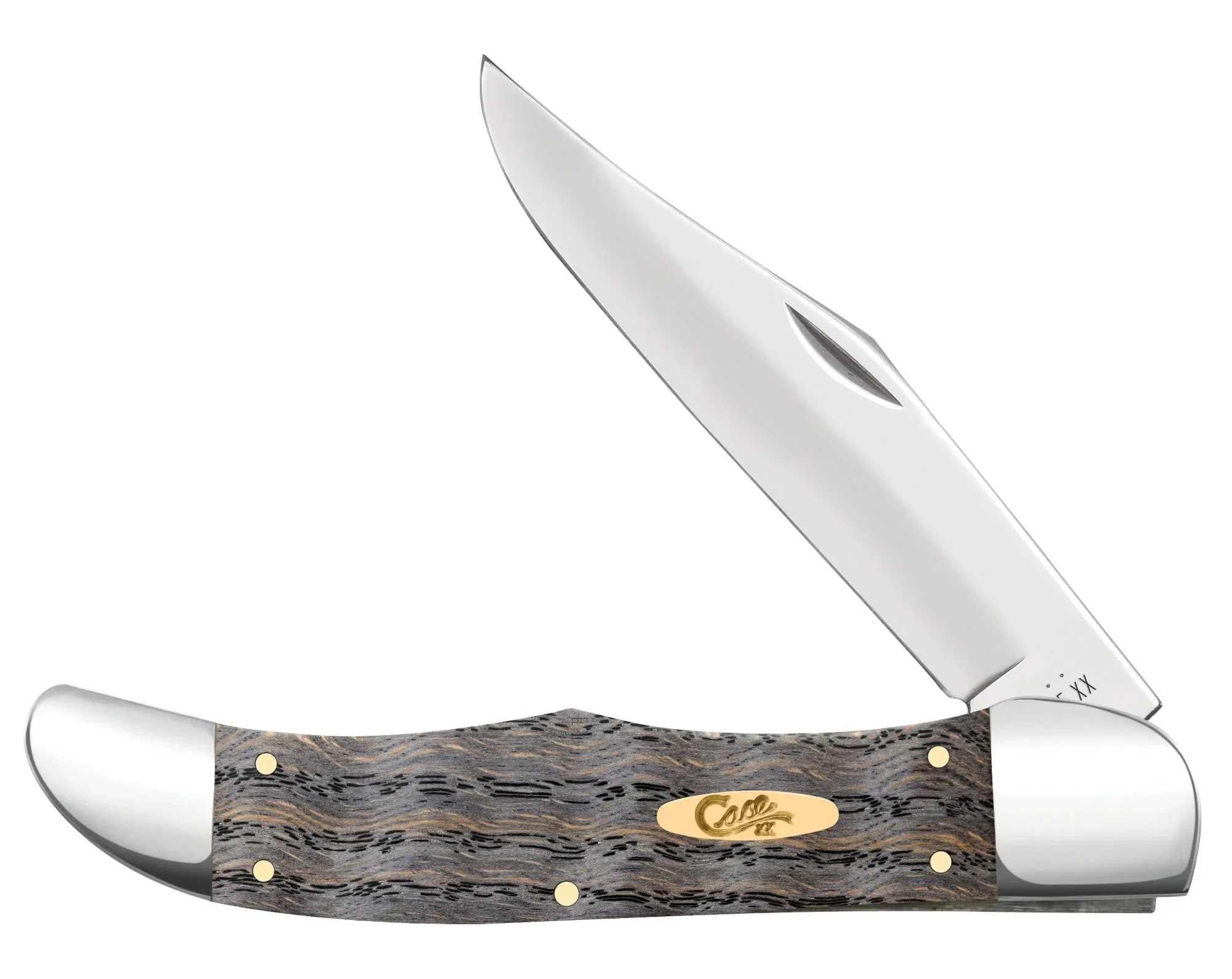 Case Xx 14008 Folding Hunter (black Curly Oak Wood, Tru-sharp, Clip Point, Mirror Polished) Pocket Knife