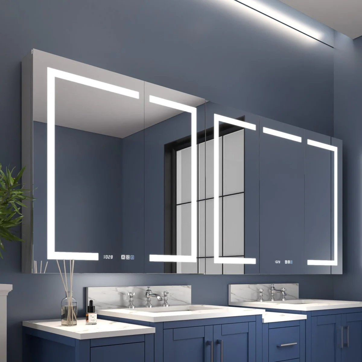 Boost-m2 84" W X 36" H Led Bathroom Light Medicine Cabinets With Vanity Mirror Recessed Or Surface
