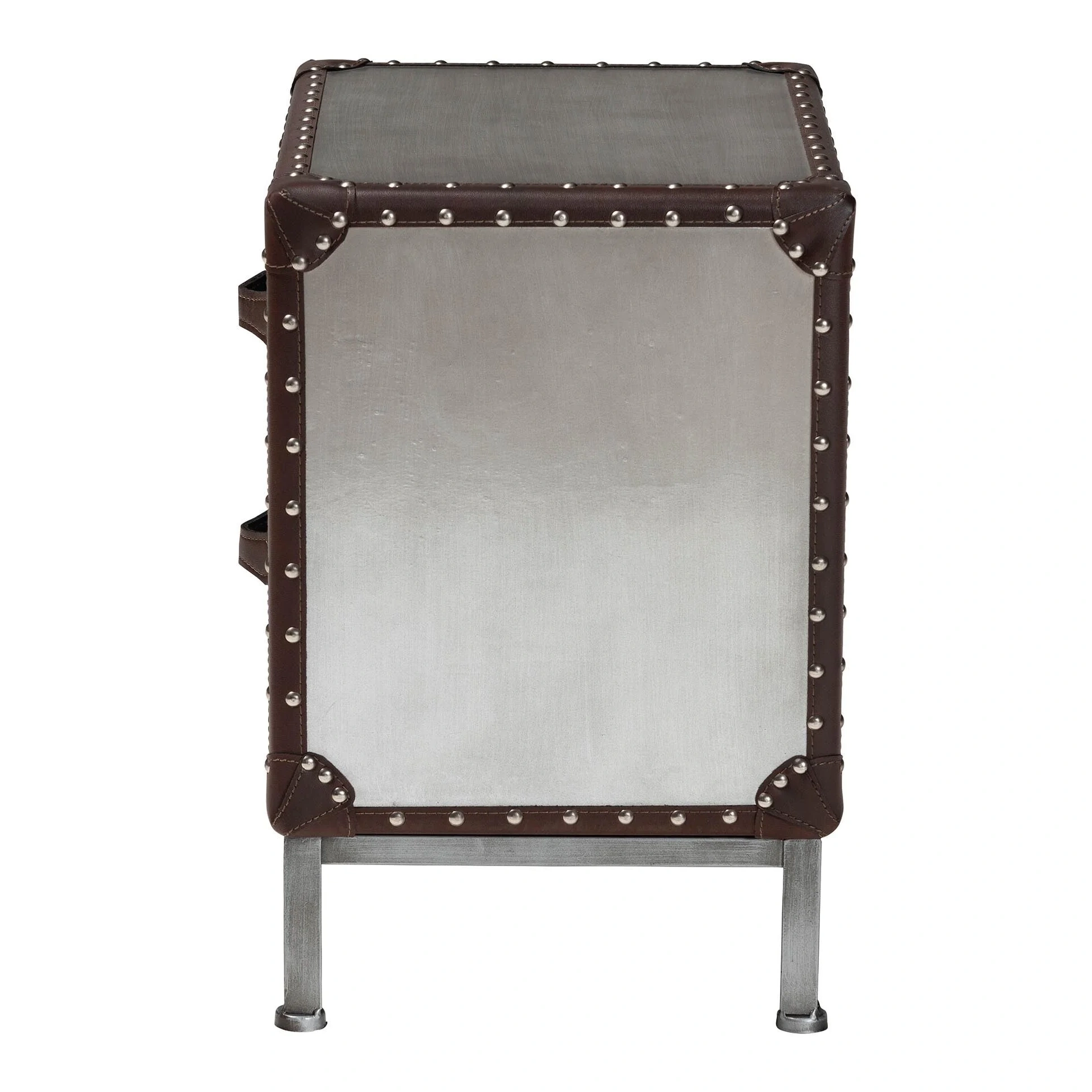 Jacey Vintage Silver Metal 2-drawer End Table