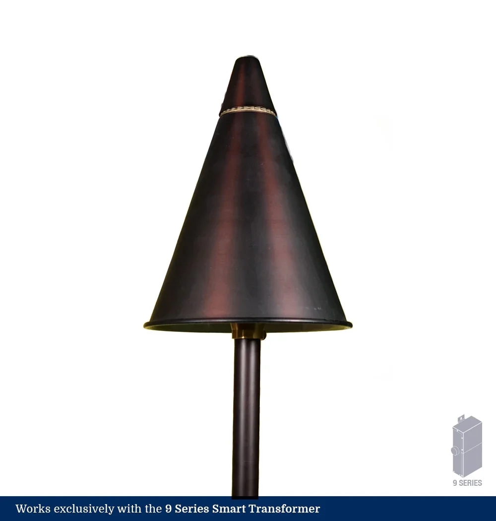 9 Series Full Color Bourbon Brass Led Tiki Torch Light - Extra Large Stake