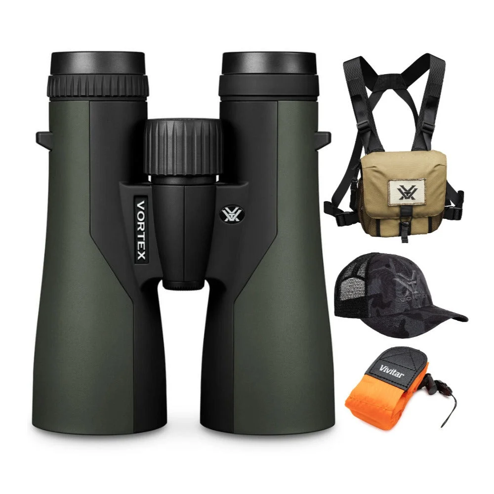 Vortex 10x50 Crossfire Hd Roof Prism Binoculars With Harness Case, Cap And Floating Strap Bundle