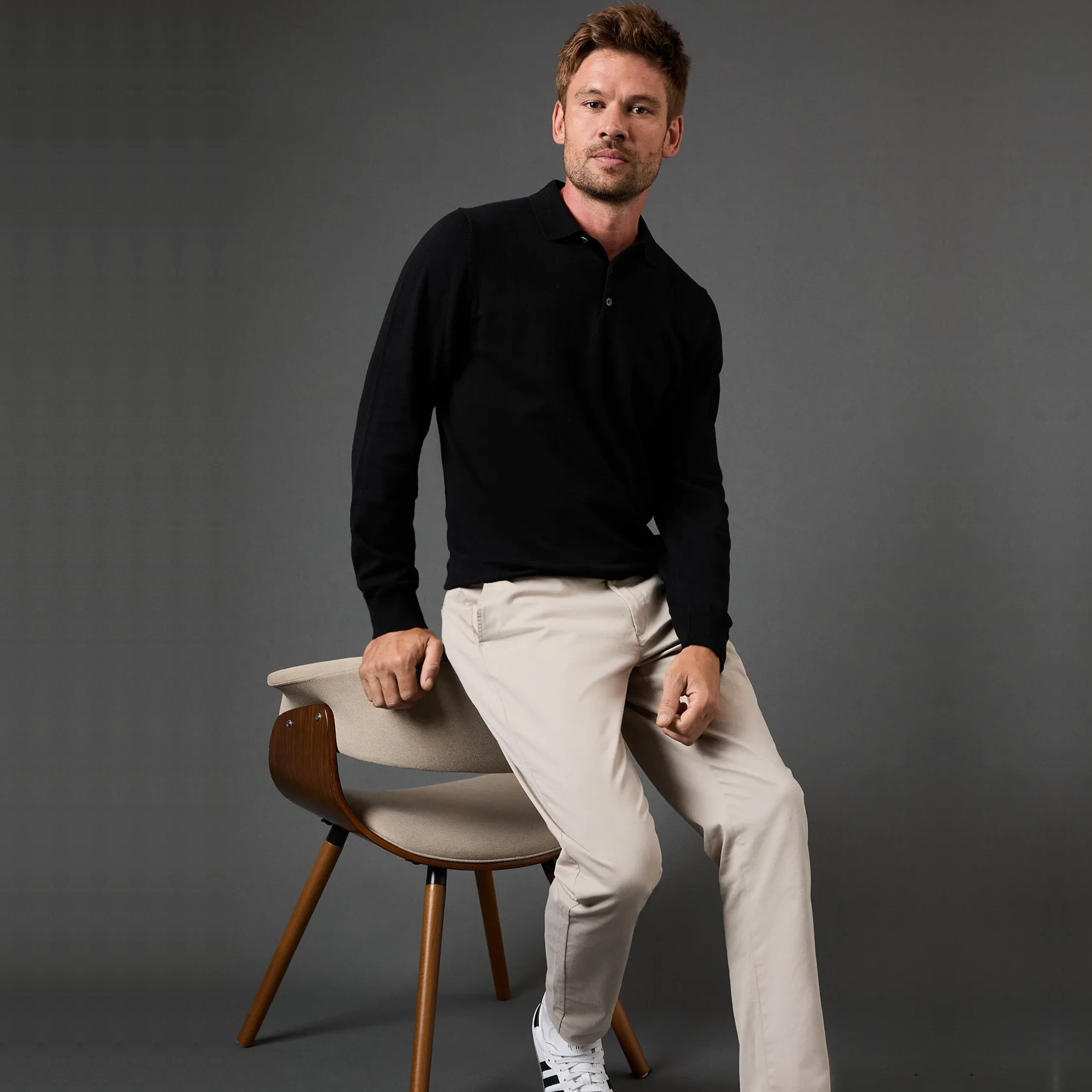 Black Burton Cotton Rich Long Sleeve Knitted Polo