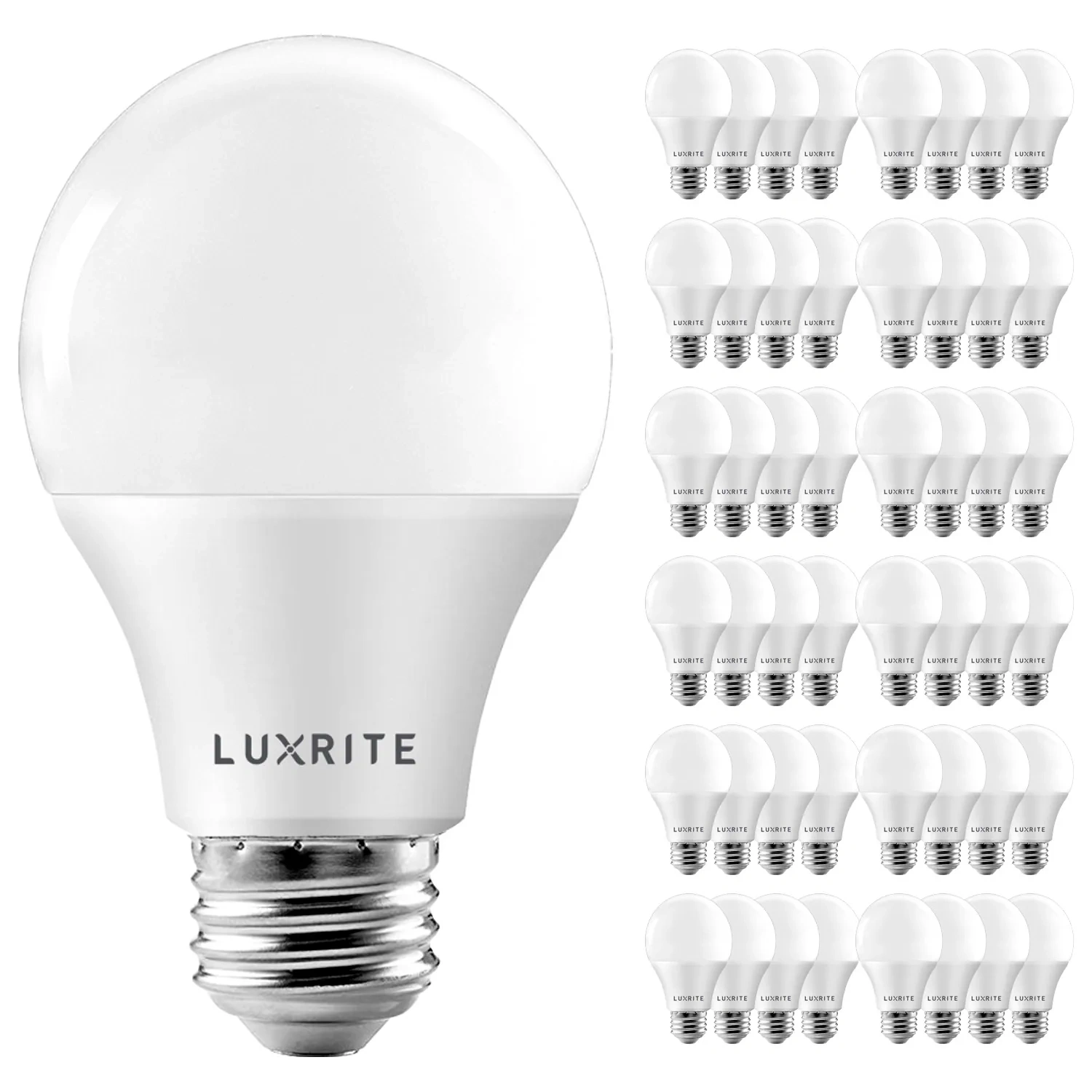 Luxrite 60-watt Eq A19 Cool White Medium Base (e-26) Dimmable Led General Purpose Light Bulb (48-pack)