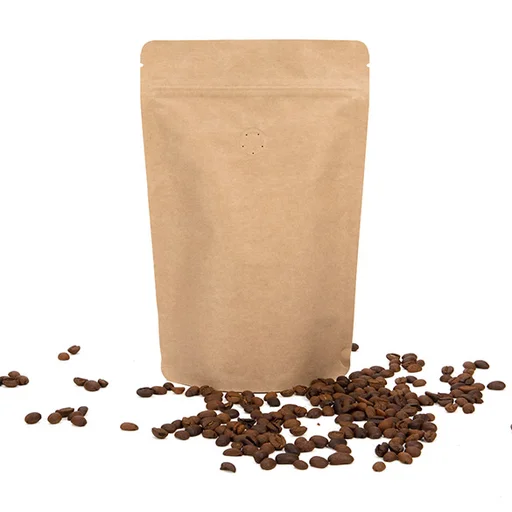 Kraft Metallized Stand Up Pouch W/ Valve 5 1/8" X 3 1/8" X 8 1/8" 100 Pack Zbgm3k