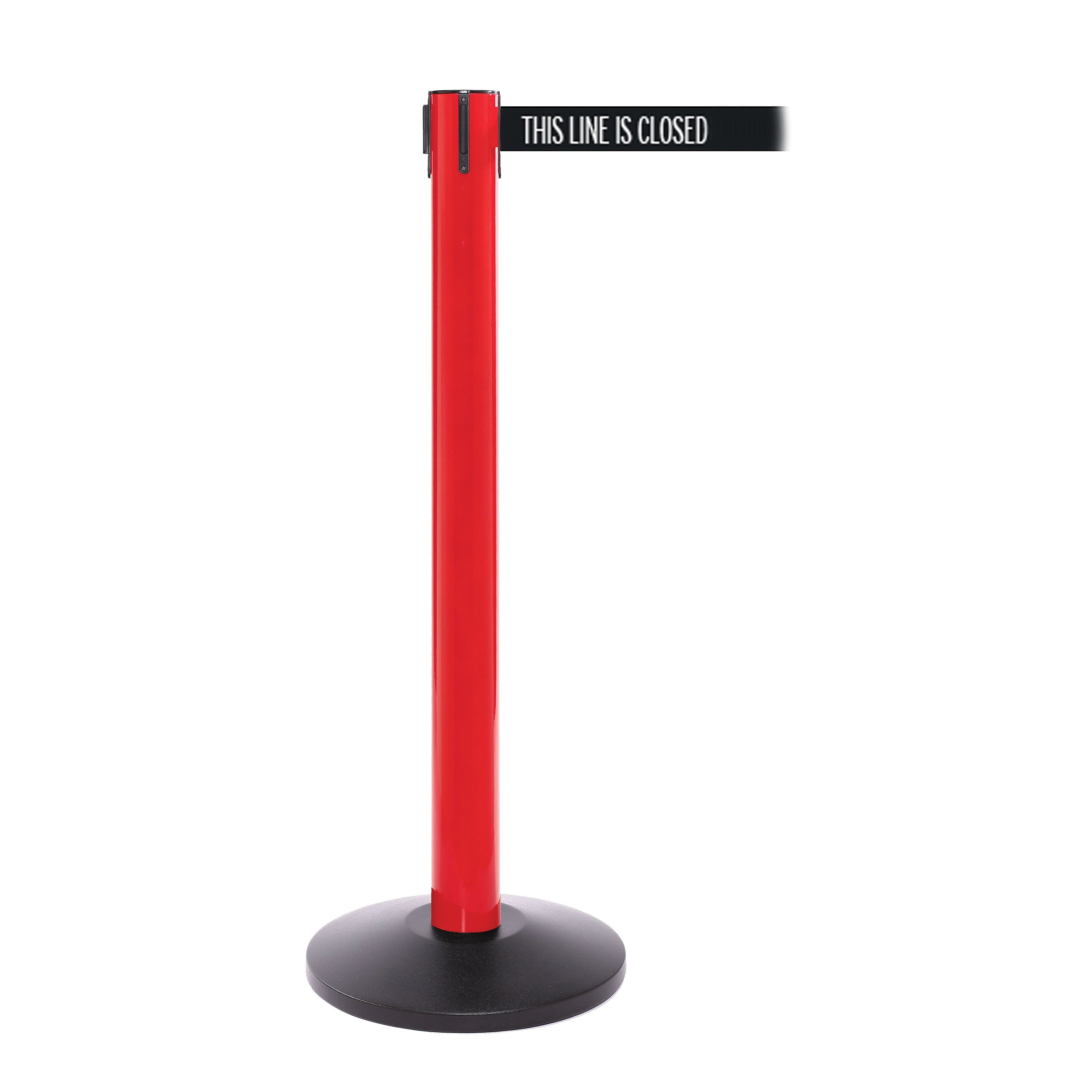 Safetypro 300 Red Stanchion Barrier Post With Retractable 16' Black/white Line Belt