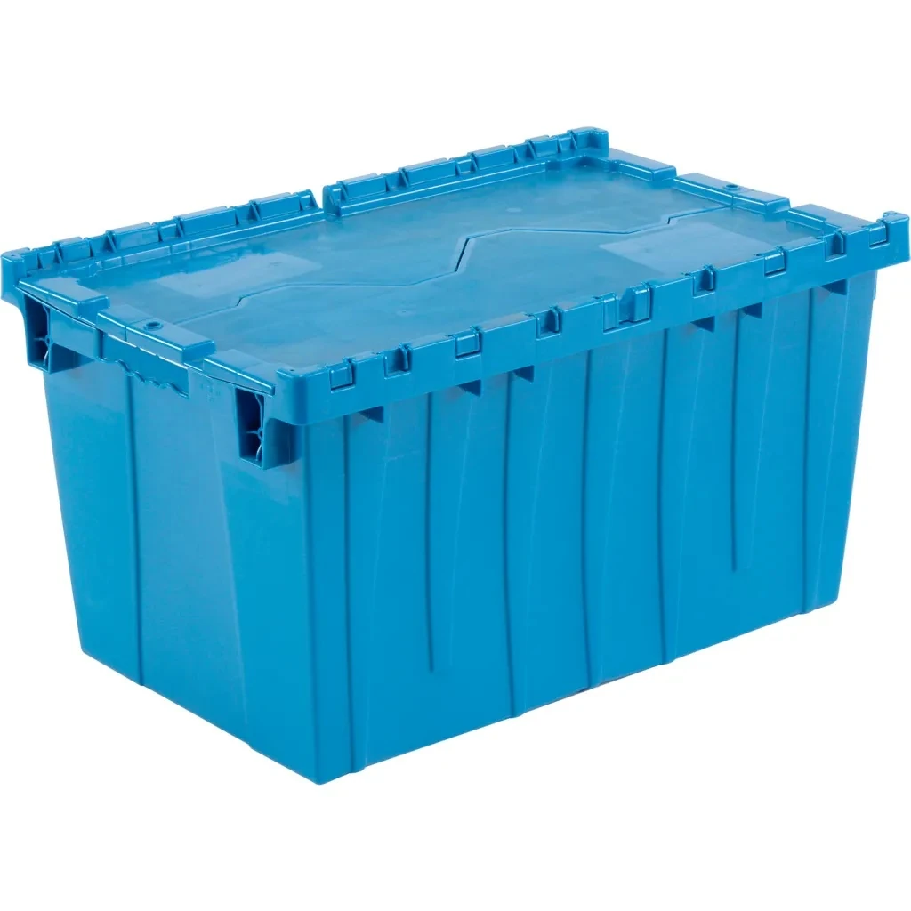 Global Industrial Plastic Attached Lid Shipping & Storage Container 25-1/4x16-1/4x13-3/4 Blue