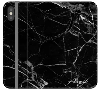 Personalised Black Marble Neon Initials Iphone X Case - Tough Impact Case (extra Protection)/cobra (red)