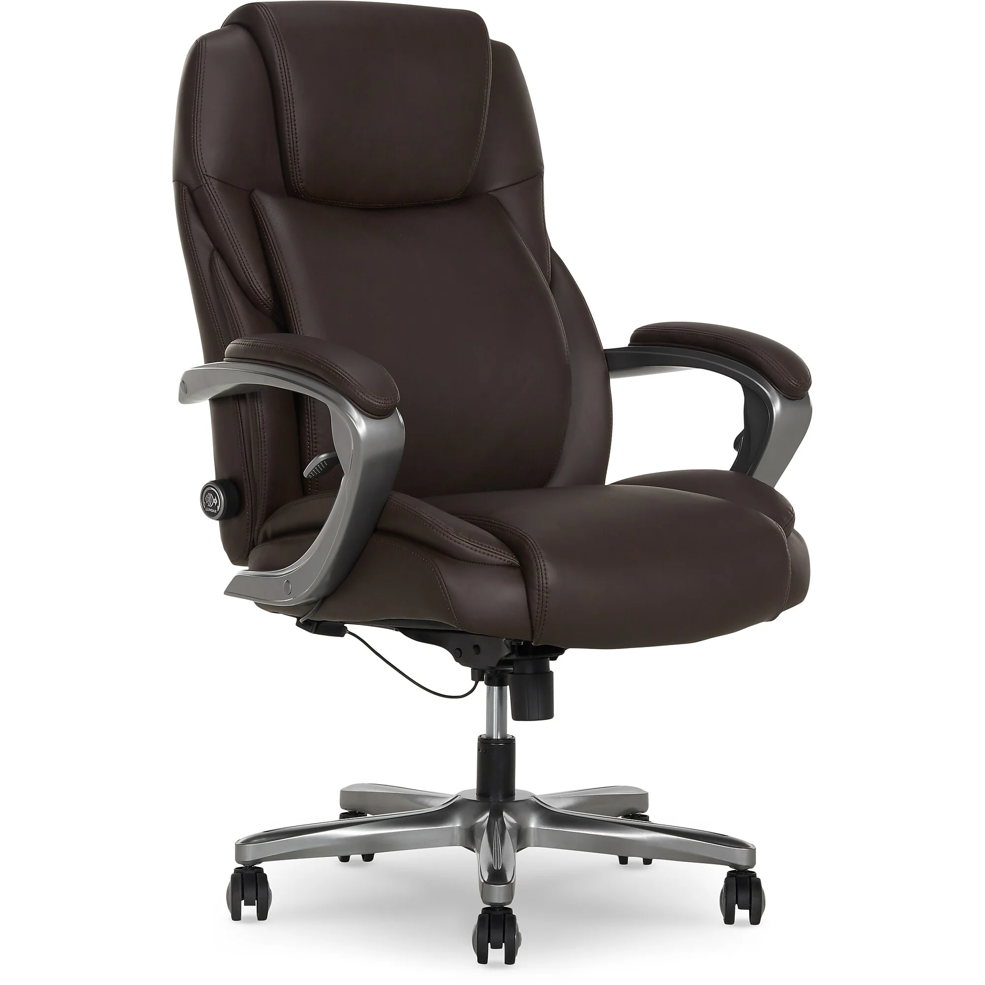 La-z-boy Niall Air Lumbar Pro+ Ergonomic Vegan Leather Executive Big & Tall Chair, 400 Lb. Capacity, Dark Brown (60114-dbrn)