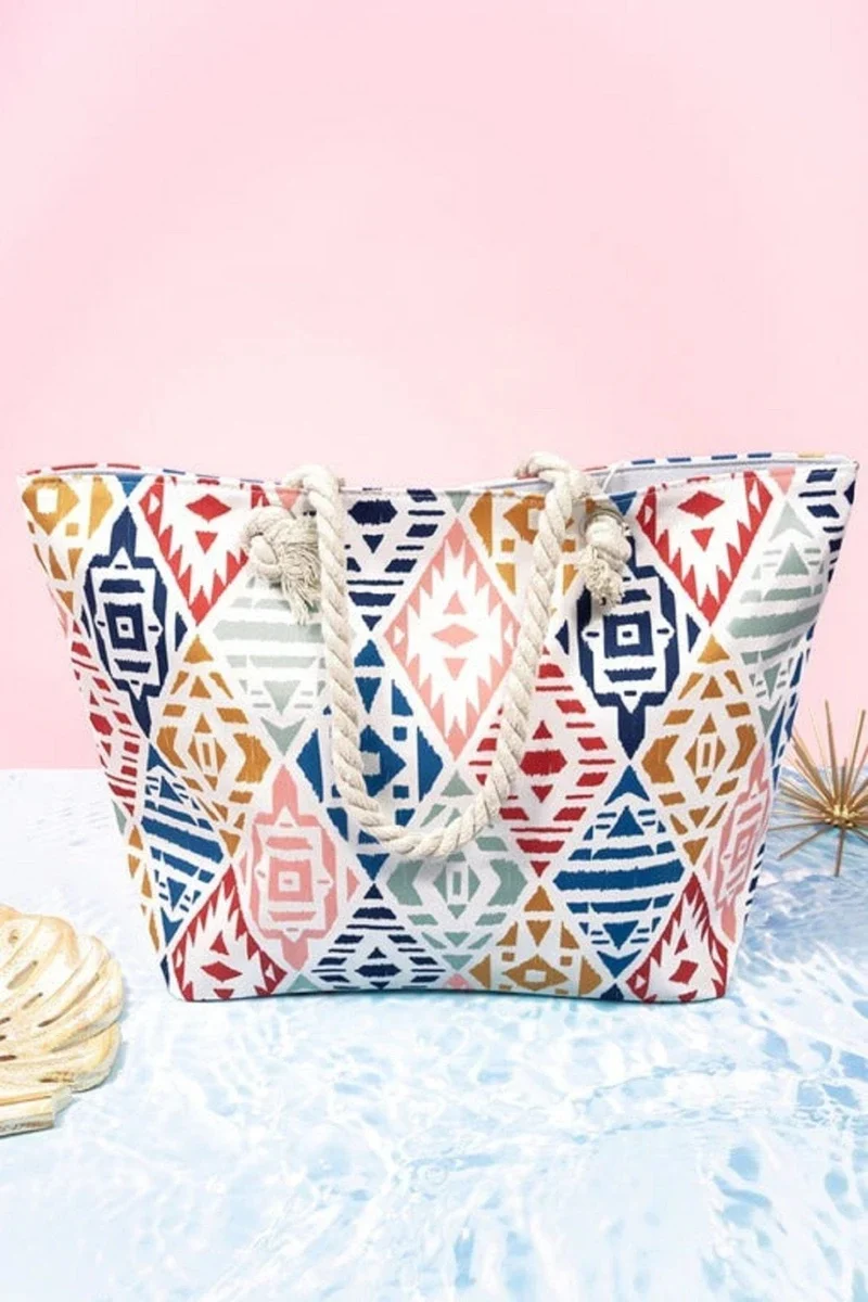 Mb0229 Aztec Print Beach Tote Bag