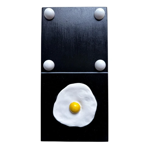 Vera Vizzi, Modular Domino Wall Sculpture With Fried Egg Motif, 2026, Foam Clay On Wood