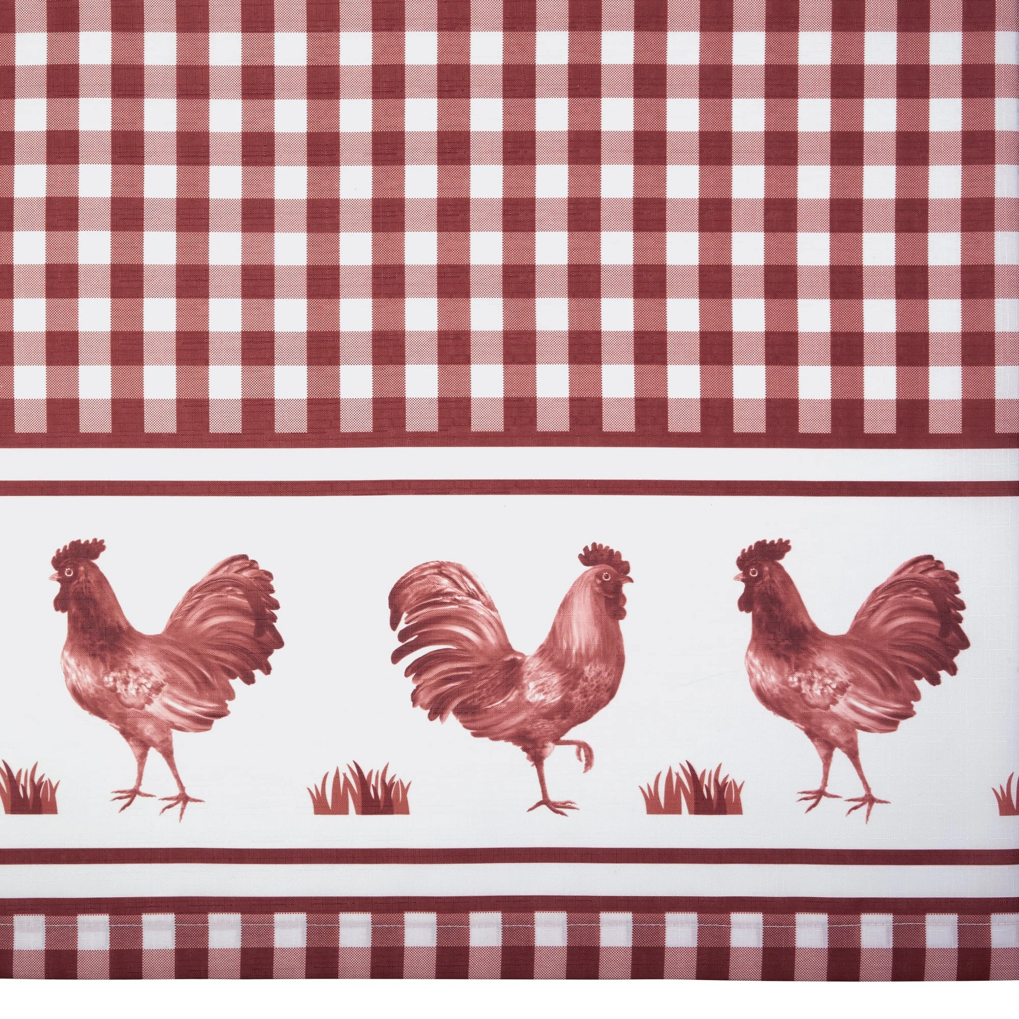 Barnyard Kitchen Curtain Tier And Valence Set, Burgundy, 58x14 And 58x36 Inches