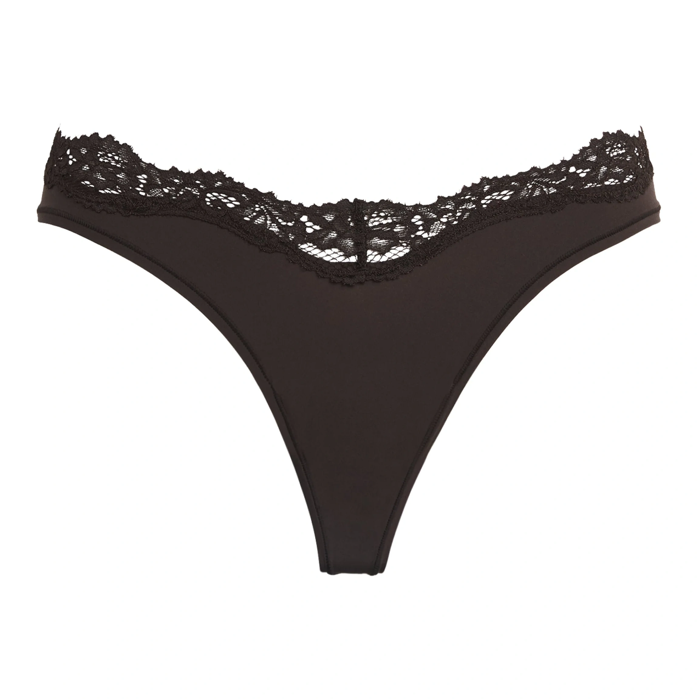 Skims Brown Lace-trim Fits Everybody Dipped Thong