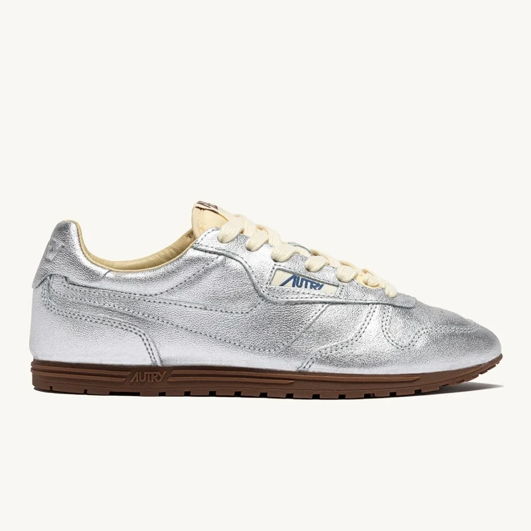 Windspin Sneakers In Silver Tone Laminated Leather