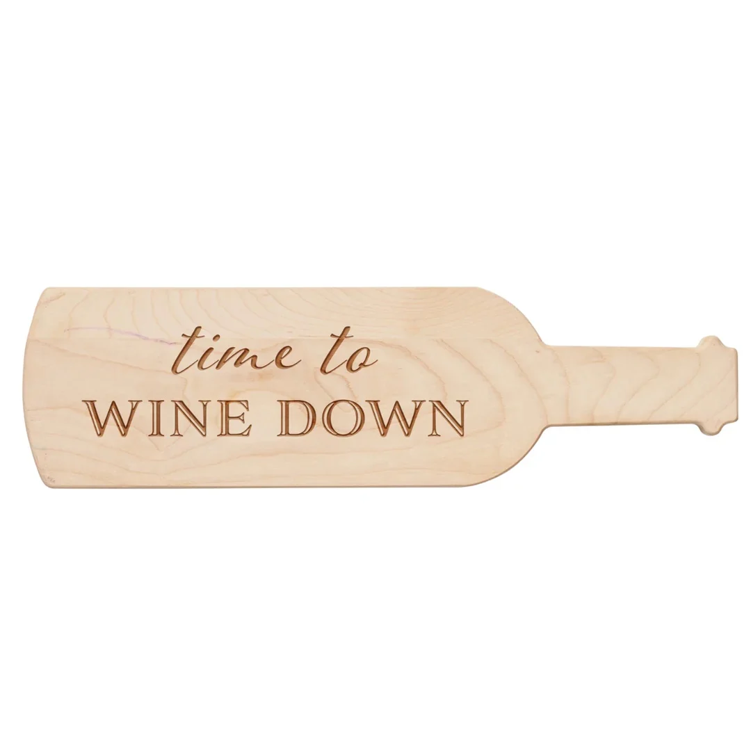 Maple Wine Board | Time To Wine Down | 15 X 4"