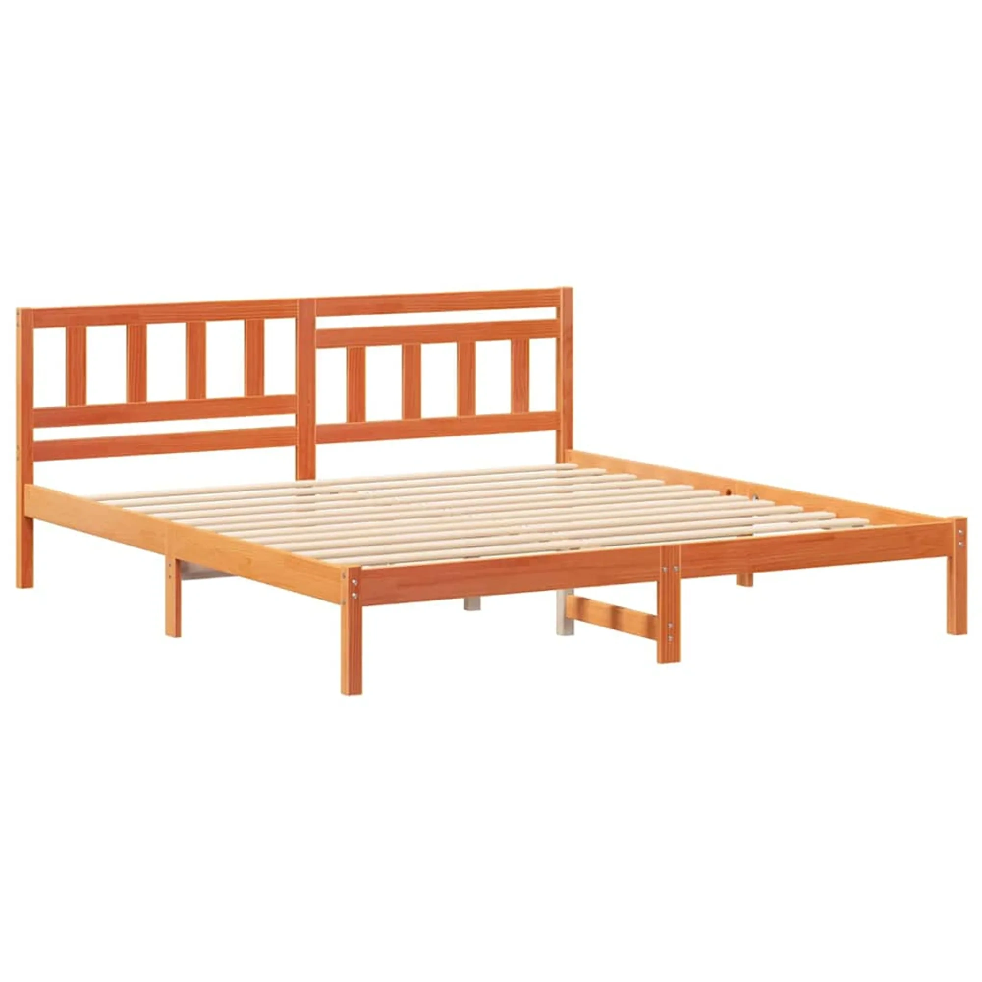 With Headboard Wax Brown 140 X 200 Cm Solid Pine Wood