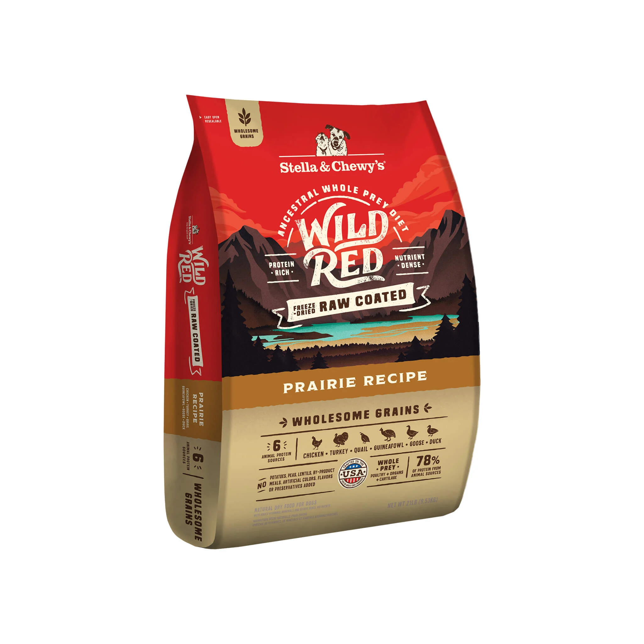 Stella & Chewy's Wild Red Raw Coated Wholesome Grains Dry Dog Food - Prairie/21 Lb
