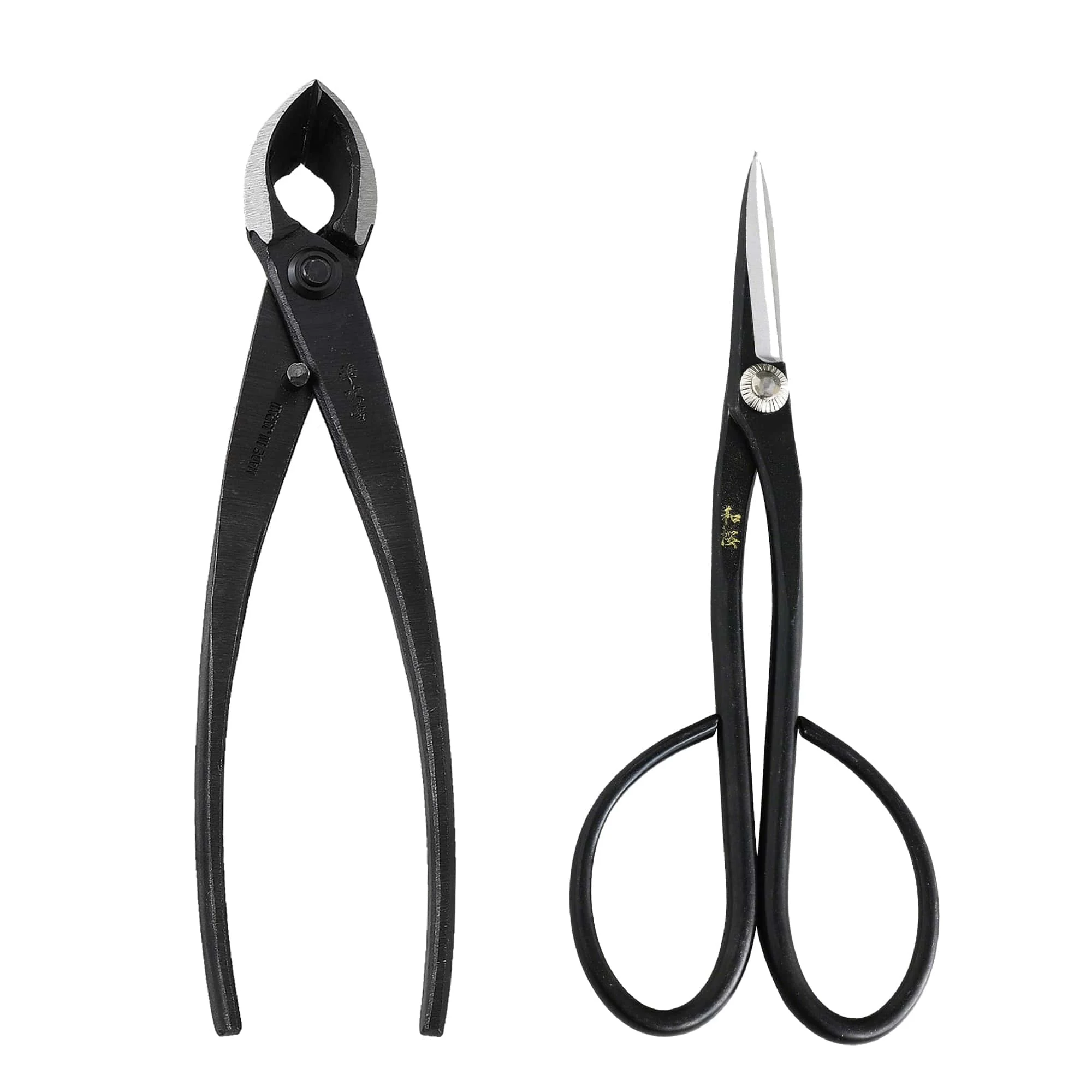 2pcs Japanese Bonsai Essential Tool Set [ Yasugi Steel Satsuki Scissors + Concave Cutter ]
