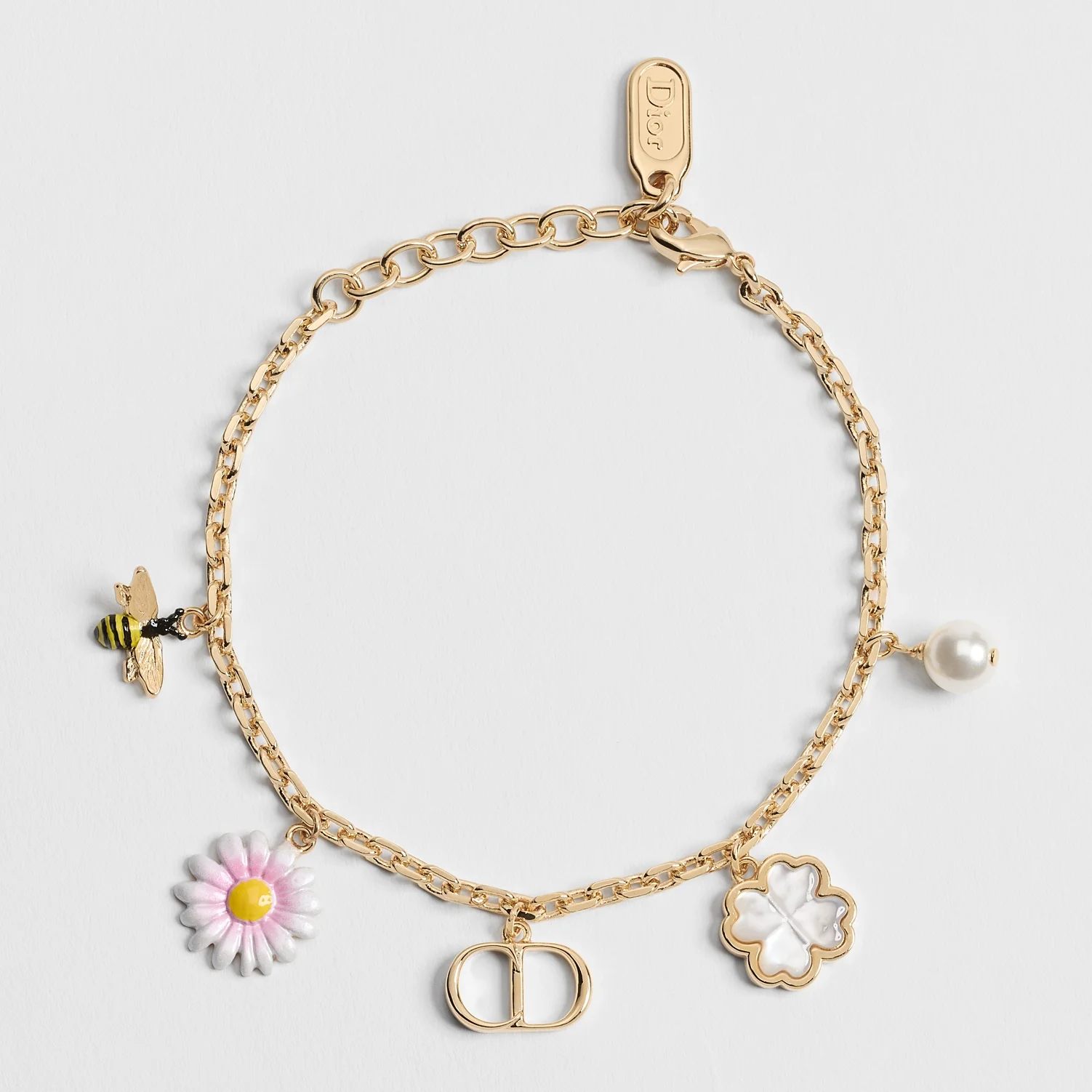 Cd Garden Bracelet Gold-finish Metal, White Resin Pearl, Mother-of-pearl And Multicolor Lacquer