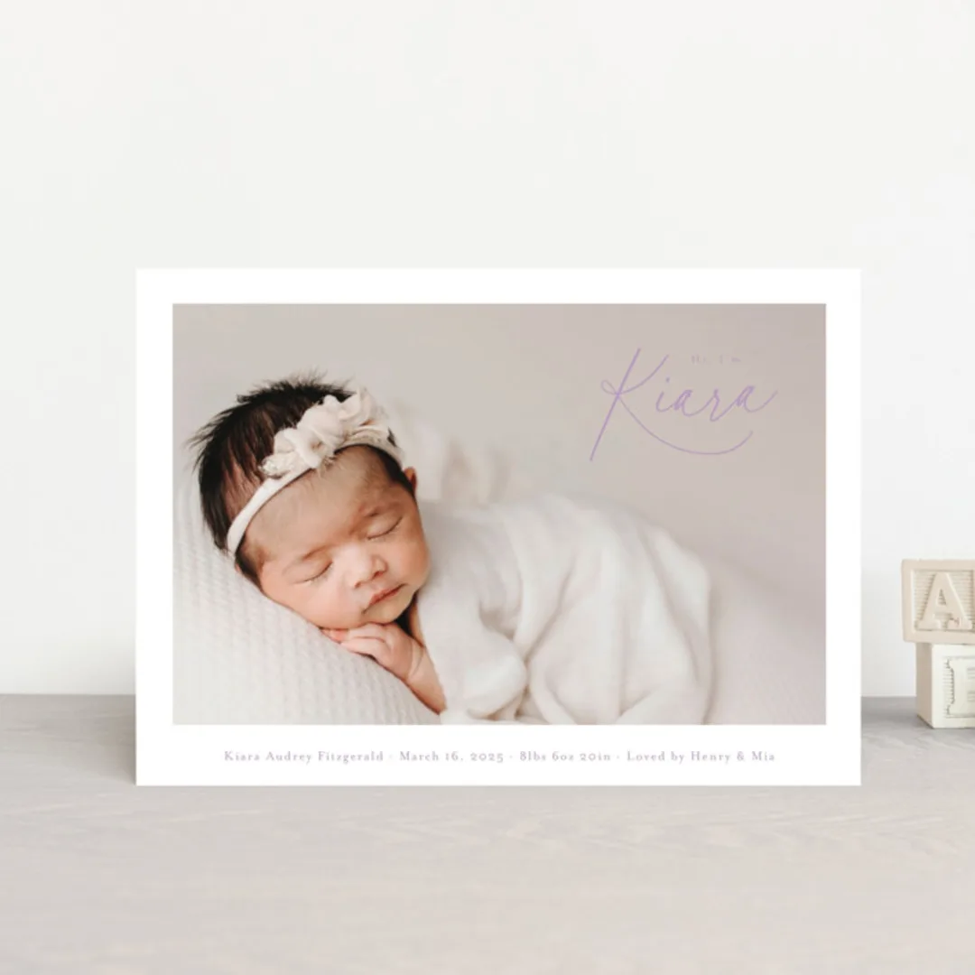 Corner Hello Birth Announcement Postcards
