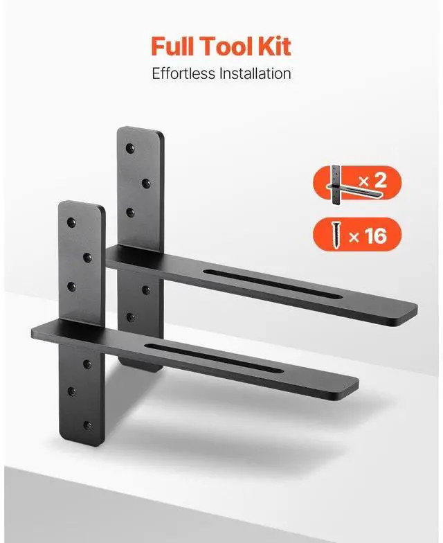 2 Pcs Shelf Brackets 16 Inch / 406.4 Mm Heavy Duty Floating Shelf Brackets