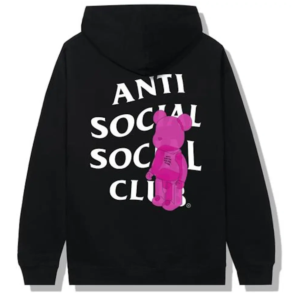 Anti Social Social Club Bearbrick Felpa Con Cappuccio Nero Uomo - Fw20 - It