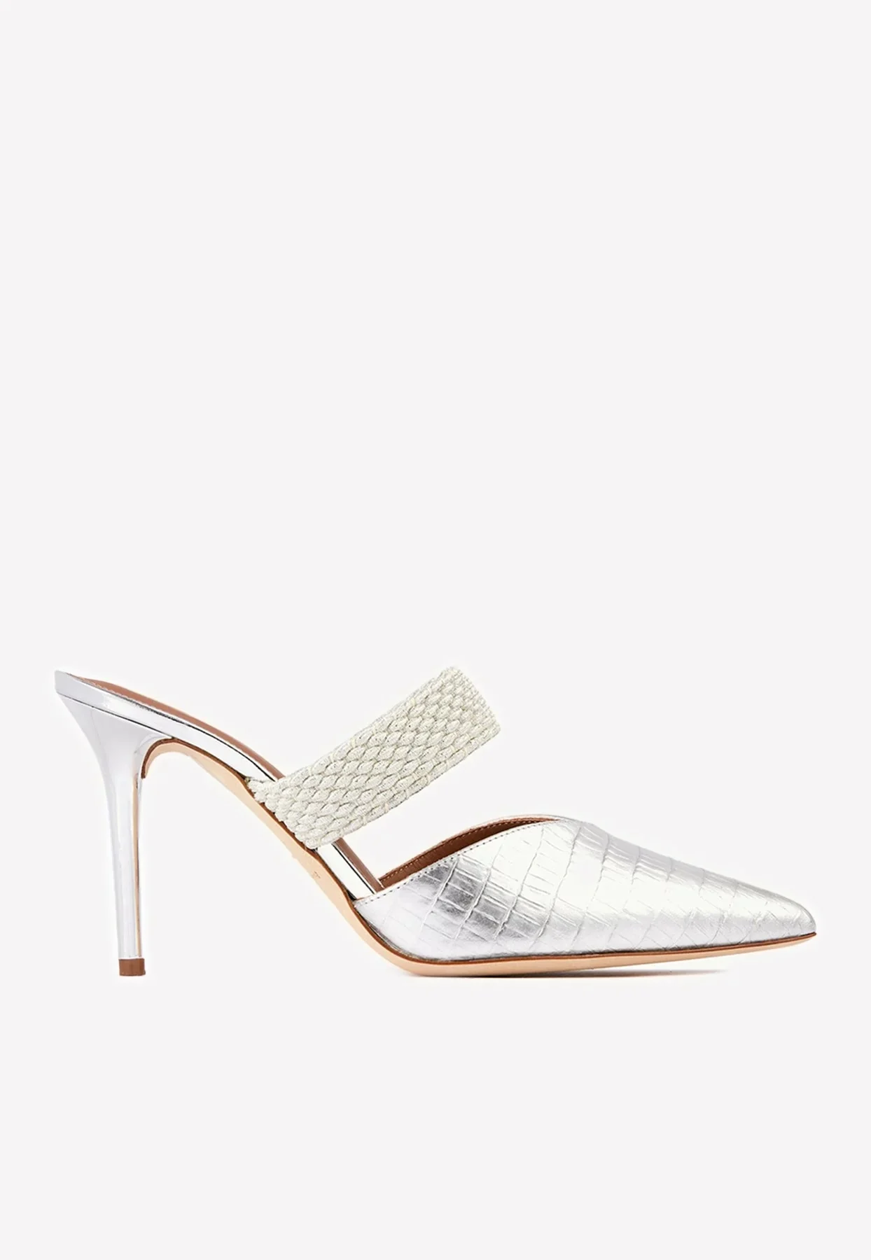 Maisie 85 Croc-embossed Leather Mules With Braided Strap