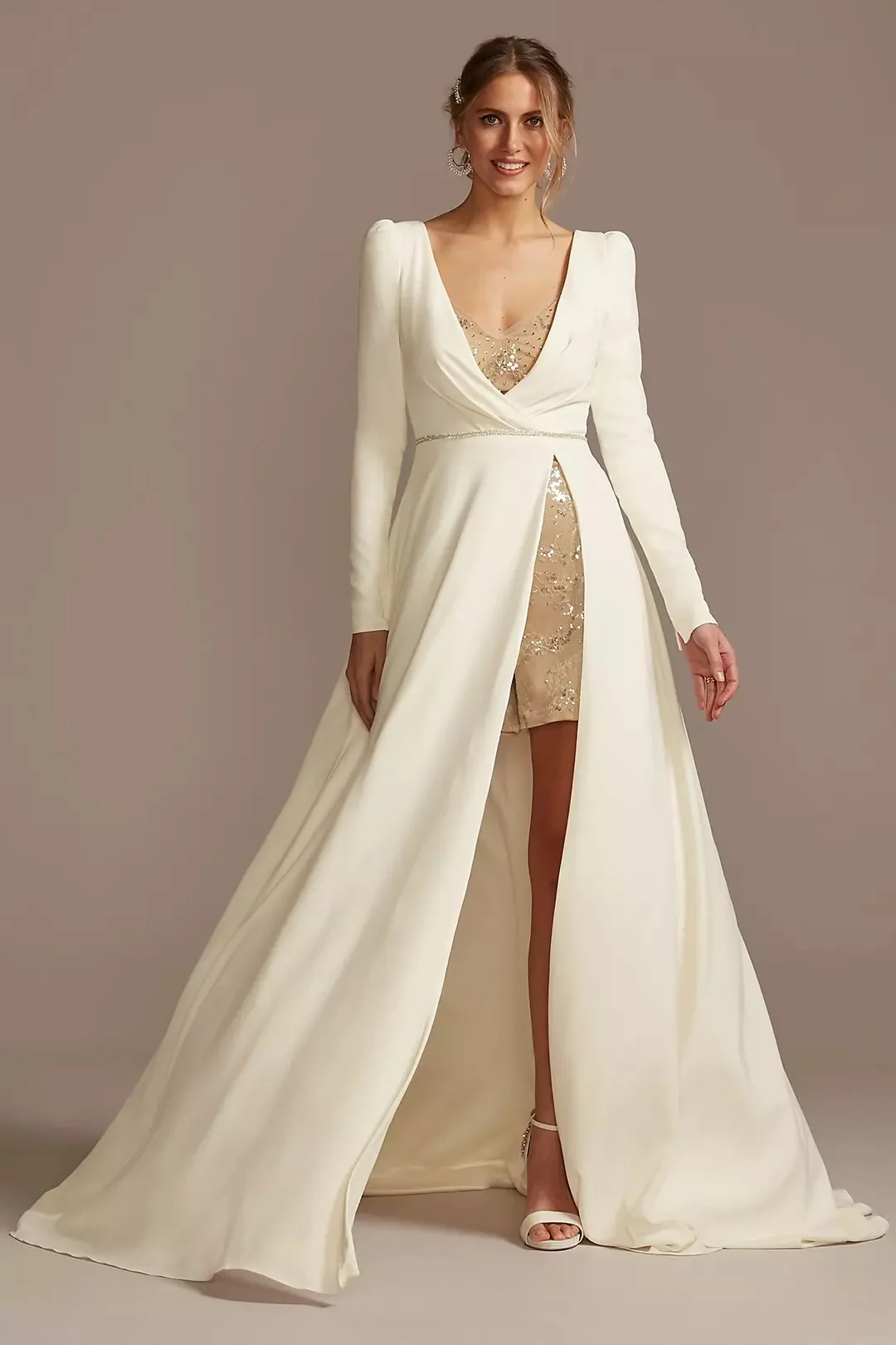 Two Piece Wedding Romper And Over Dress Set