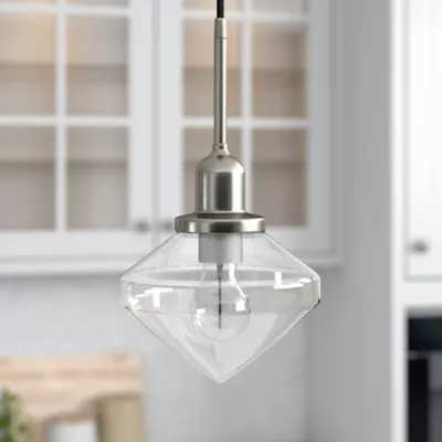 Hudson&canal 1-light Zariza Glass Pendant Light, Brushed Nickel