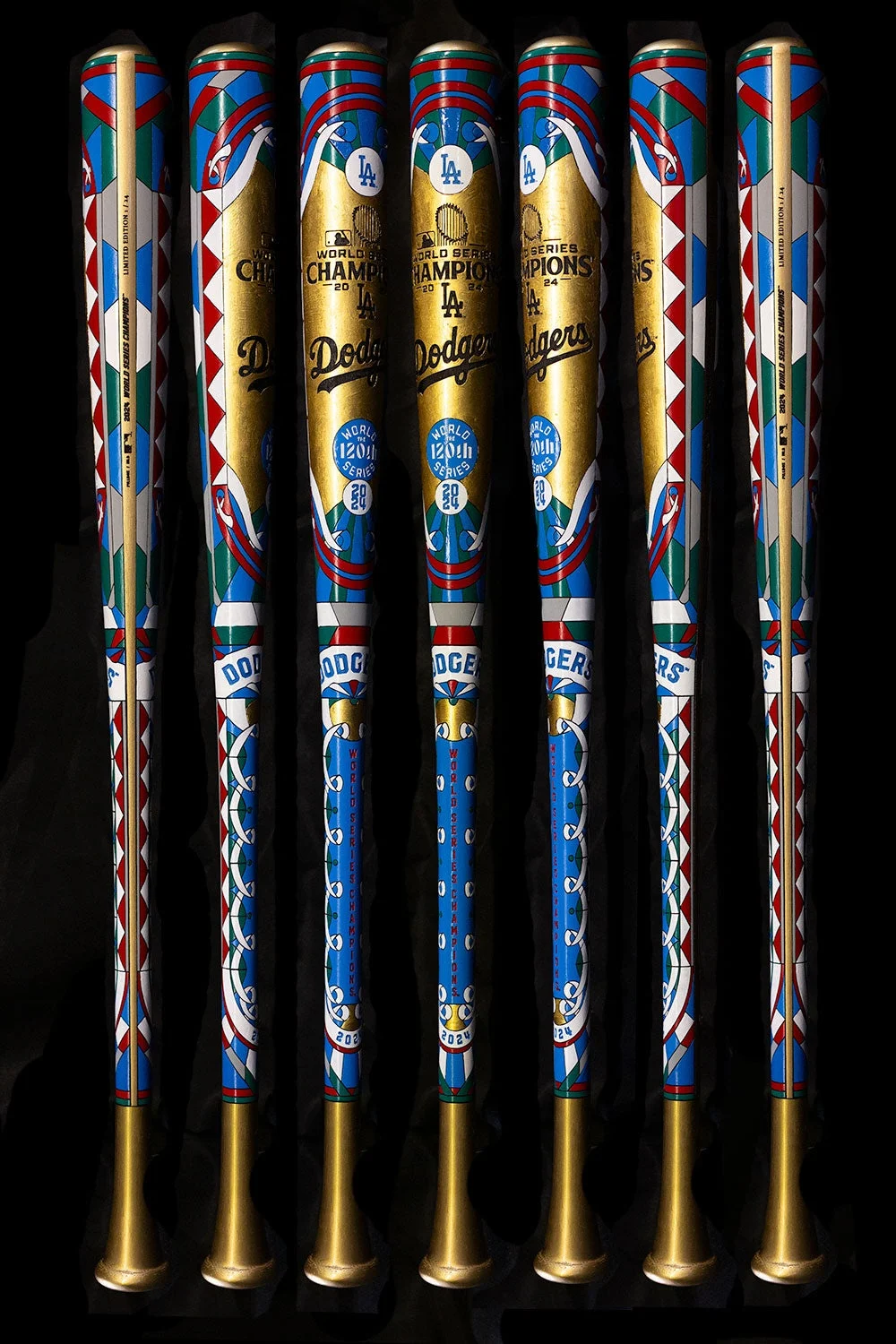 2024 World Series "stained Glass Edition" - Los Angeles Dodgers - Art Bat (mlb) - Black Moulding
